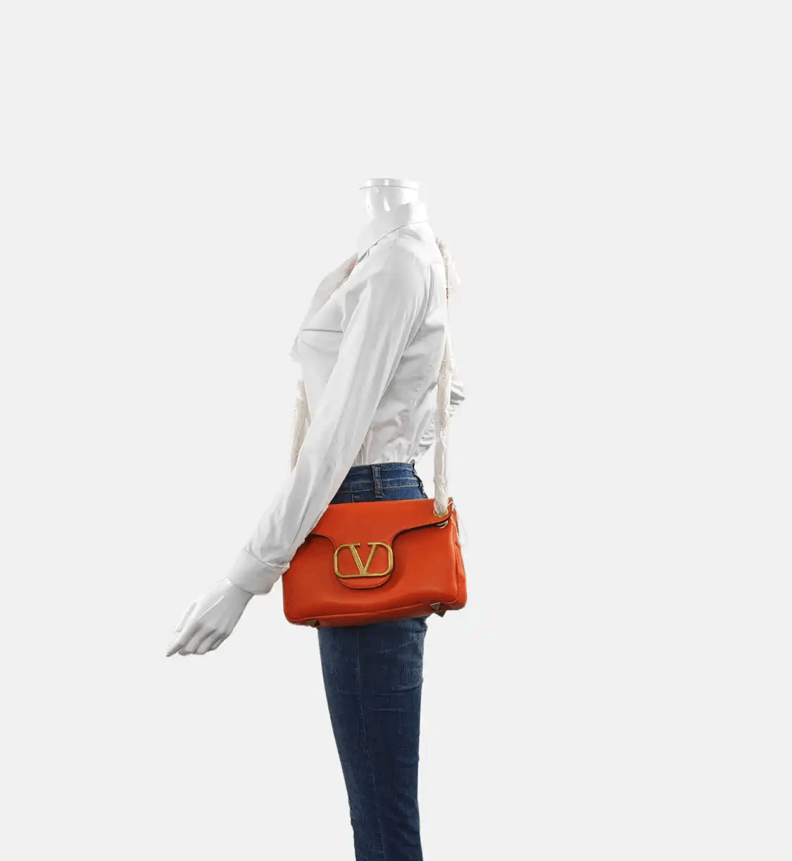 Valentino VALENTINO Vsling orange cowhide leather stud shoulder bag crossbody bag gold har Size ONE SIZE - 2 Thumbnail