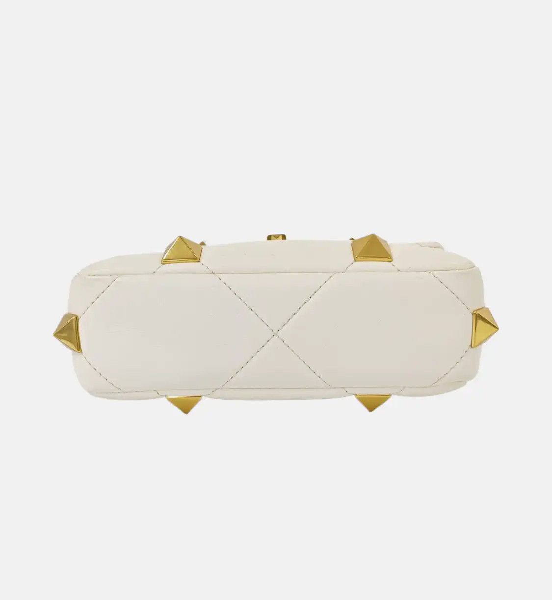 Valentino VALENTINO Roman Stud Small white sheepskin stud quilted crossbody bag gold hardw Size ONE SIZE - 6 Thumbnail