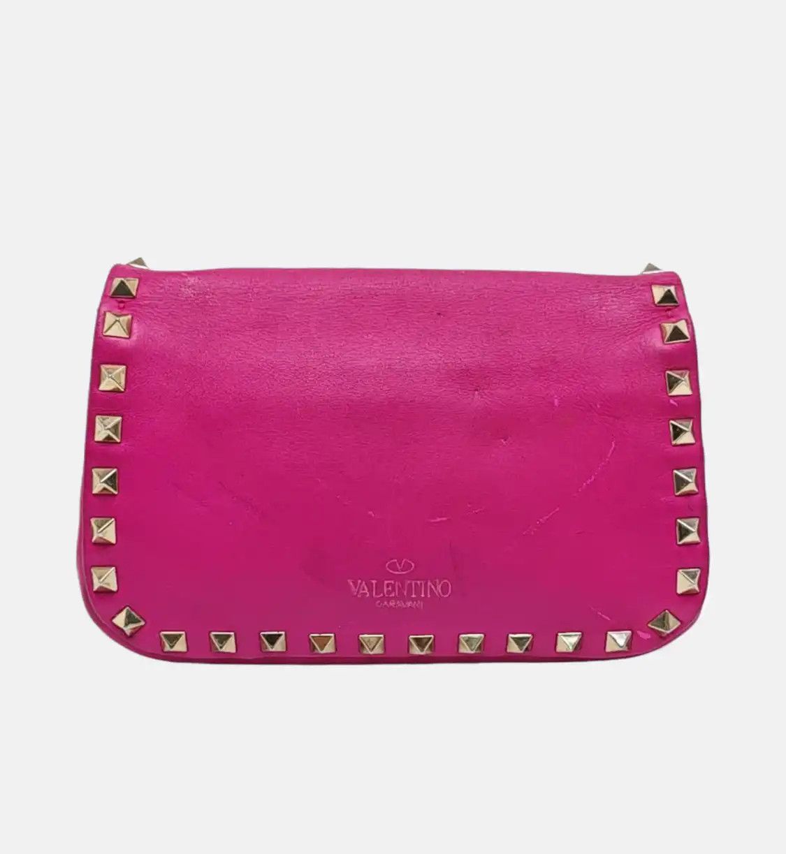 Valentino VALENTINO Rockstud rose redcowhide leather stud shoulder bag gold hardware detac Size ONE SIZE - 5 Thumbnail