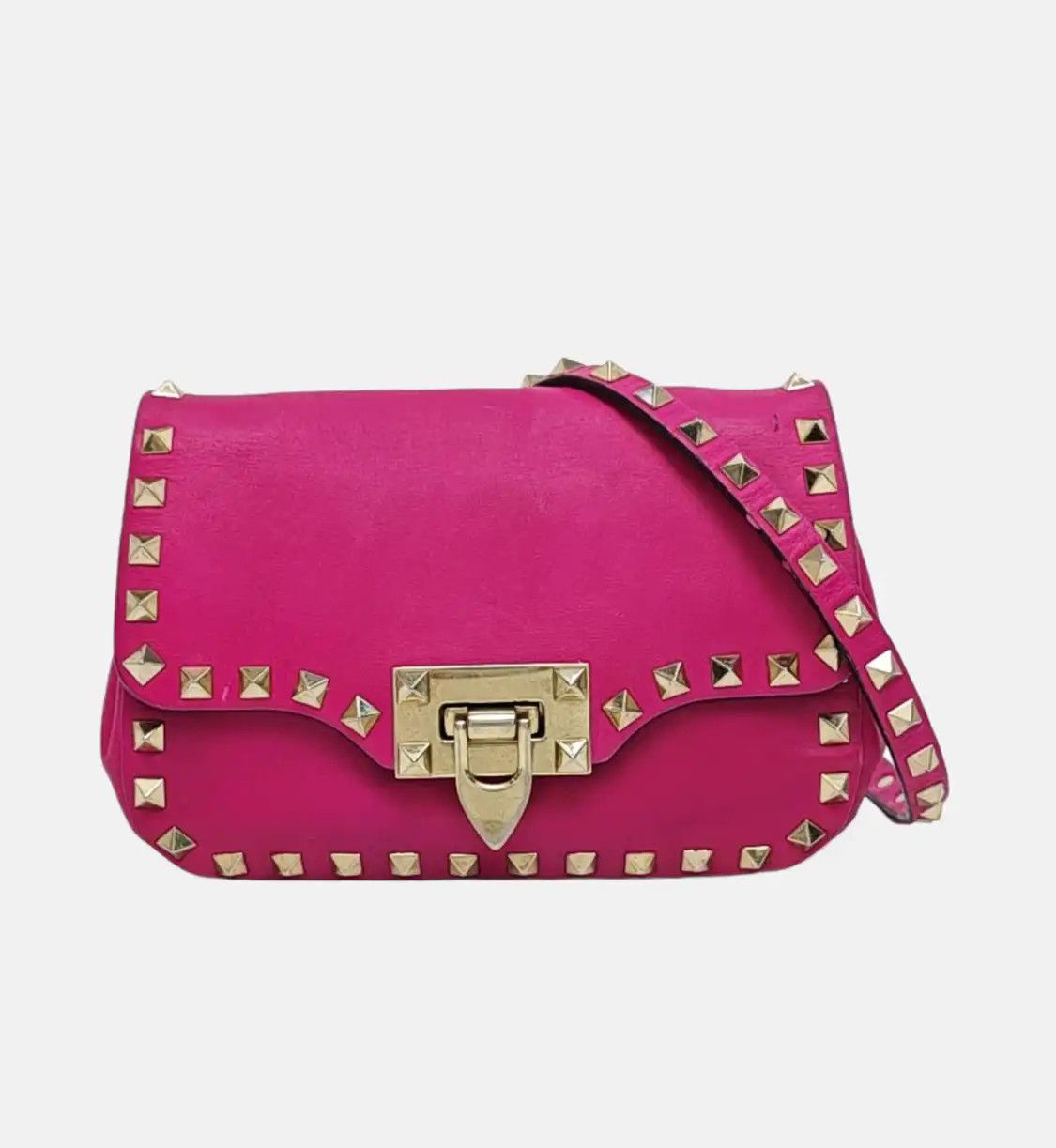 Valentino VALENTINO Rockstud rose redcowhide leather stud shoulder bag gold hardware detac Size ONE SIZE - 8 Thumbnail