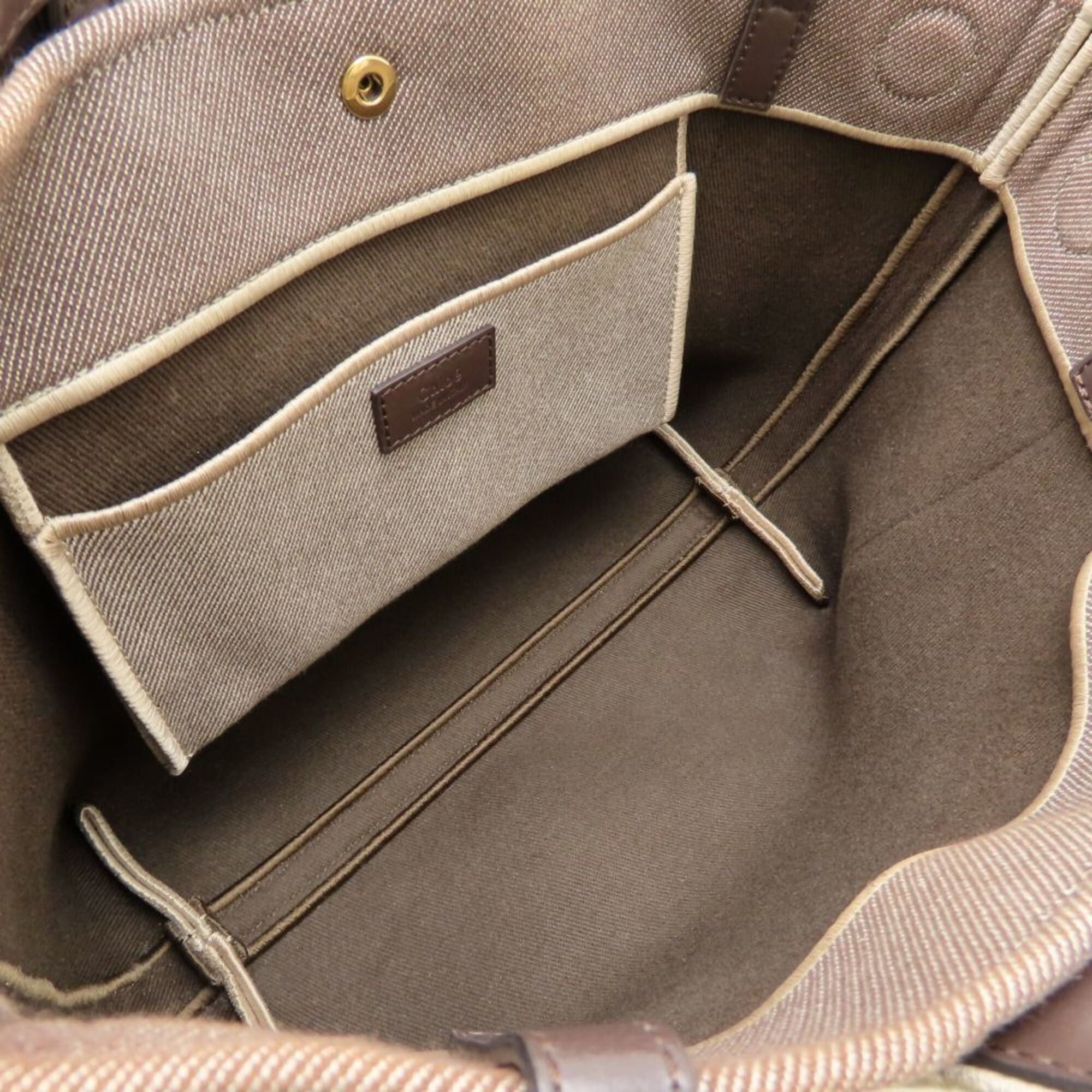 Chloe Chloé Chloe Carry Small Tote Bag CHC25SS911O6524X Canvas x Leather Coal Brown Women's 353376 Size ONE SIZE - 6 Thumbnail