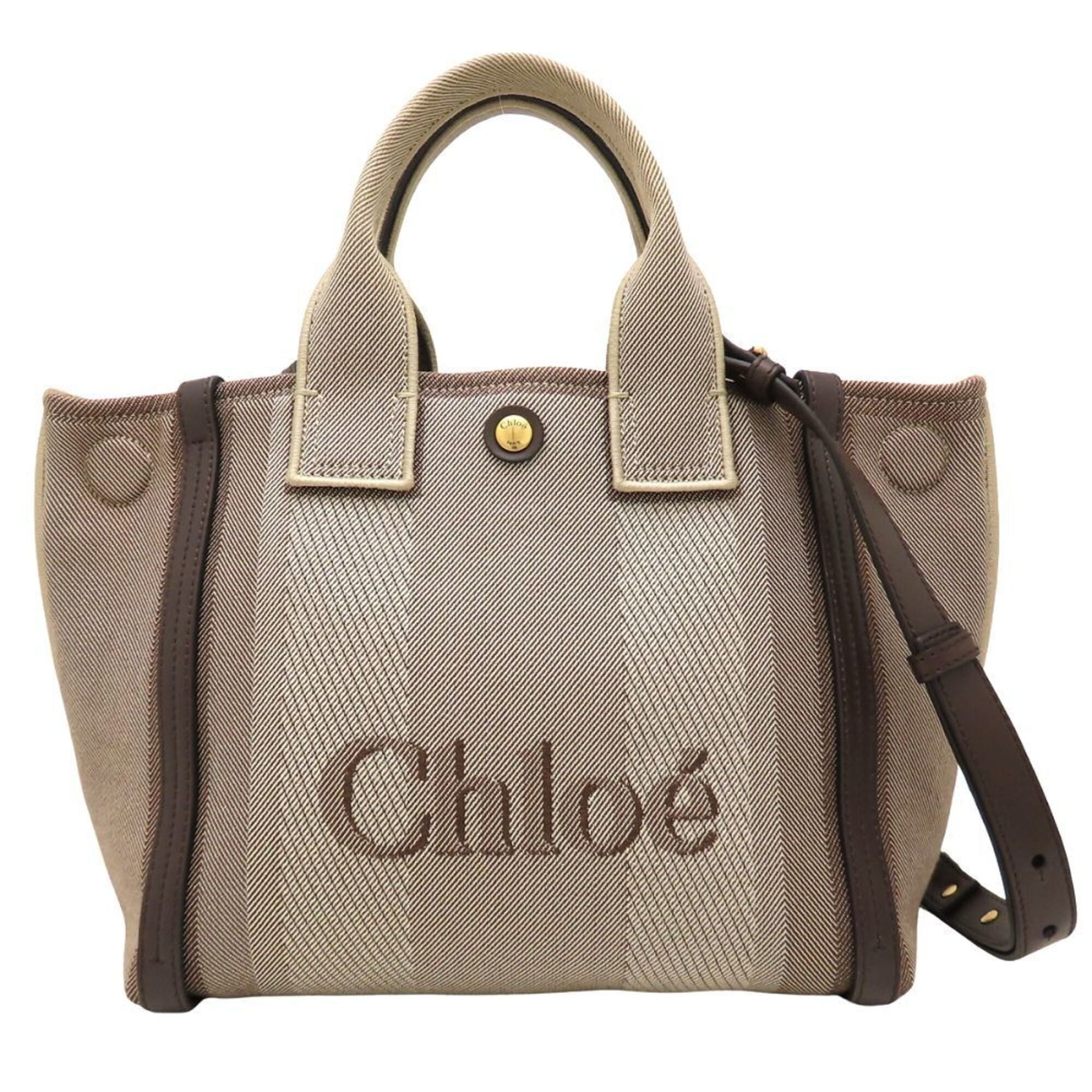 Chloe Chloé Chloe Carry Small Tote Bag CHC25SS911O6524X Canvas x Leather Coal Brown Women's 353376 Size ONE SIZE - 2 Thumbnail
