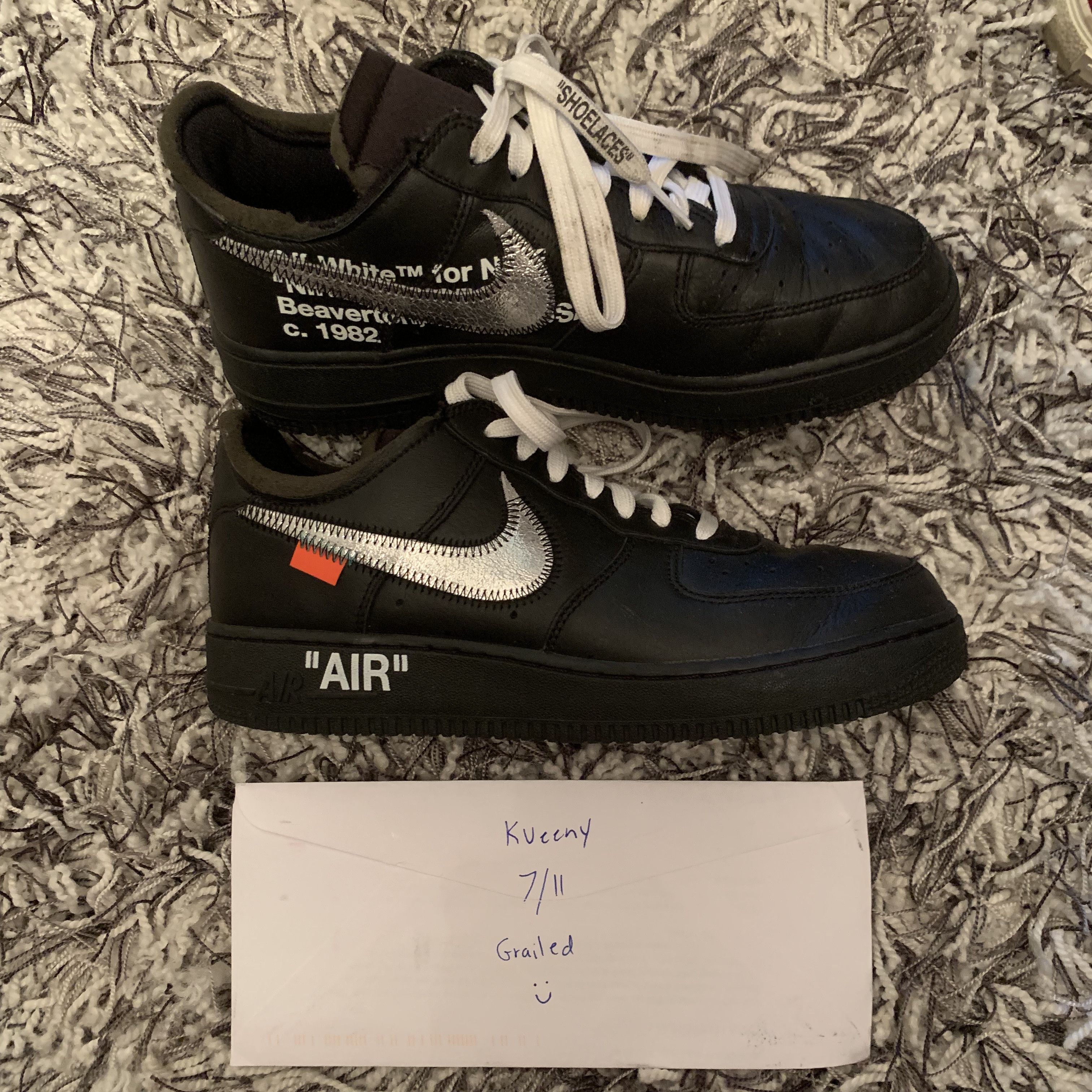 Off White Nike Air Force 1 '07 MOMA Size 7 Lightly Worn With Socks