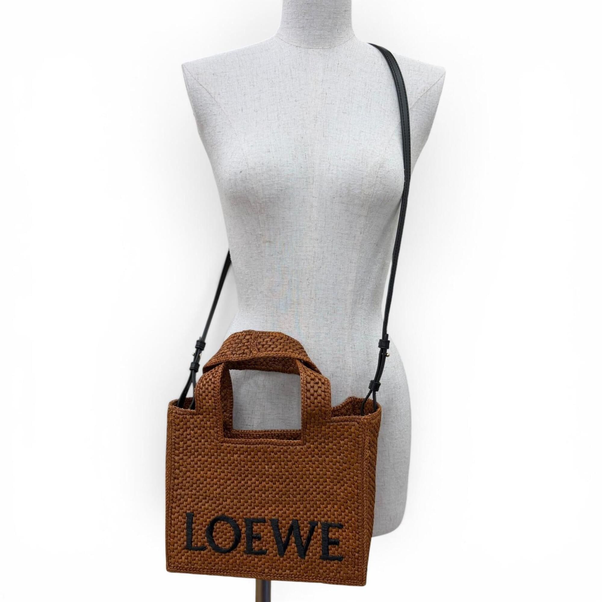Loewe LOEWE A685B59X01 Font Tote Small Raffia Honey Gold Leather Trim 2-Way Shoulder Bag/Handbag for Women, with Dust Bag Size ONE SIZE - 3 Thumbnail