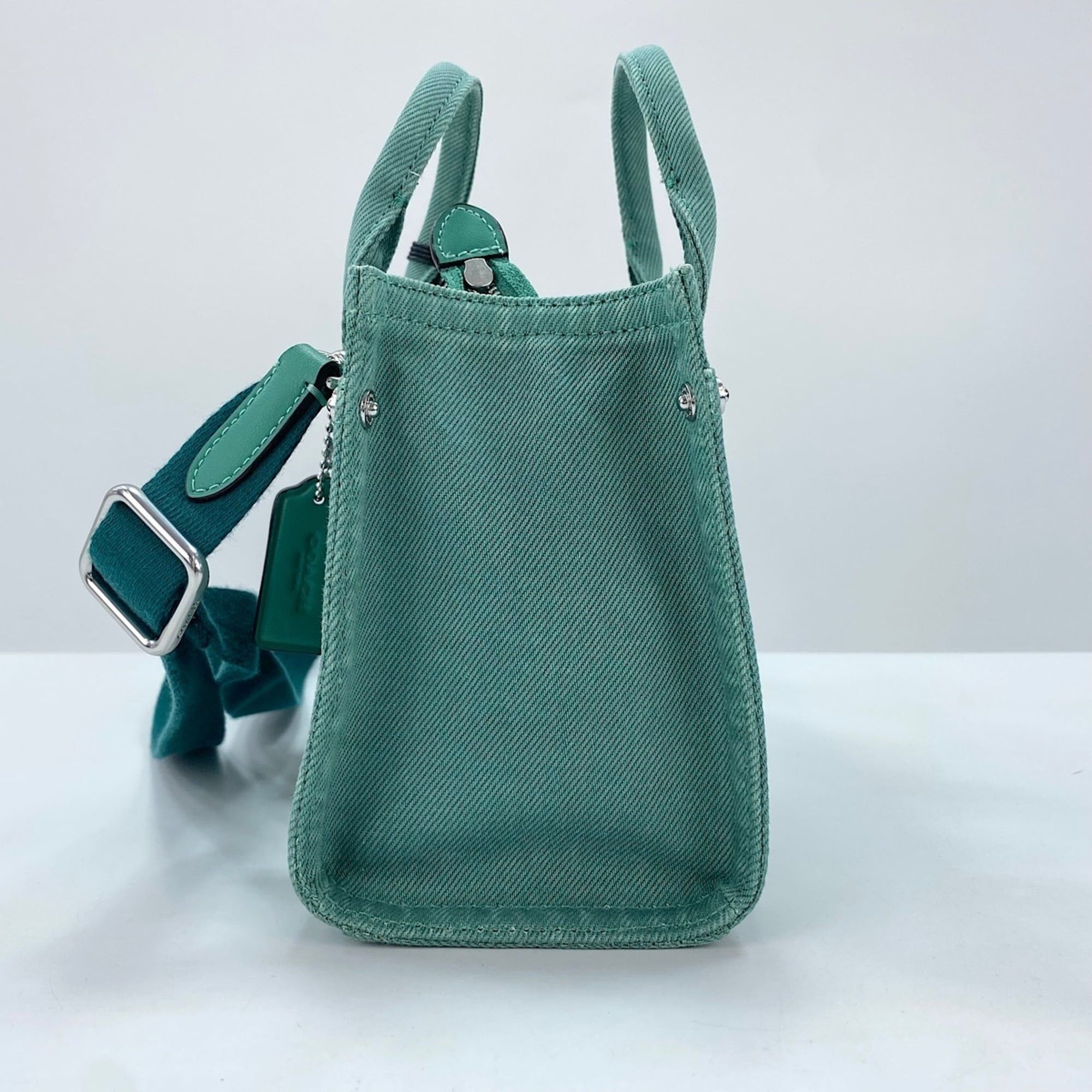Coach Coach Cargo Tote Bag, 2-Way, Embroidered, Distressed Finish, Denim, Green Size ONE SIZE - 5 Thumbnail