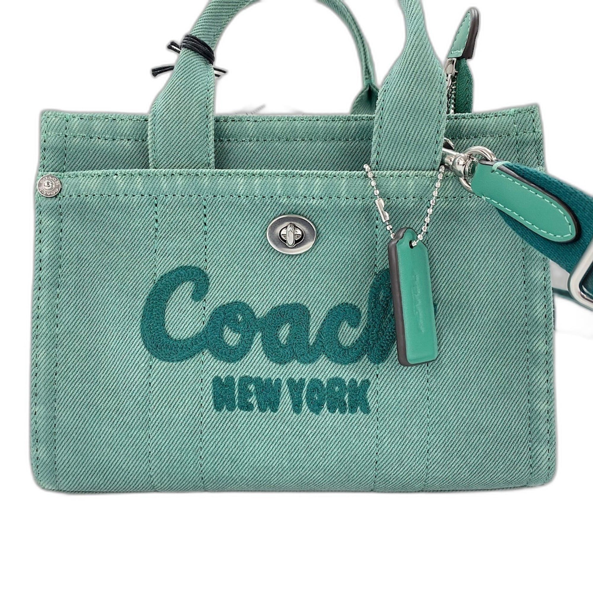 Coach Coach Cargo Tote Bag, 2-Way, Embroidered, Distressed Finish, Denim, Green Size ONE SIZE - 2 Thumbnail