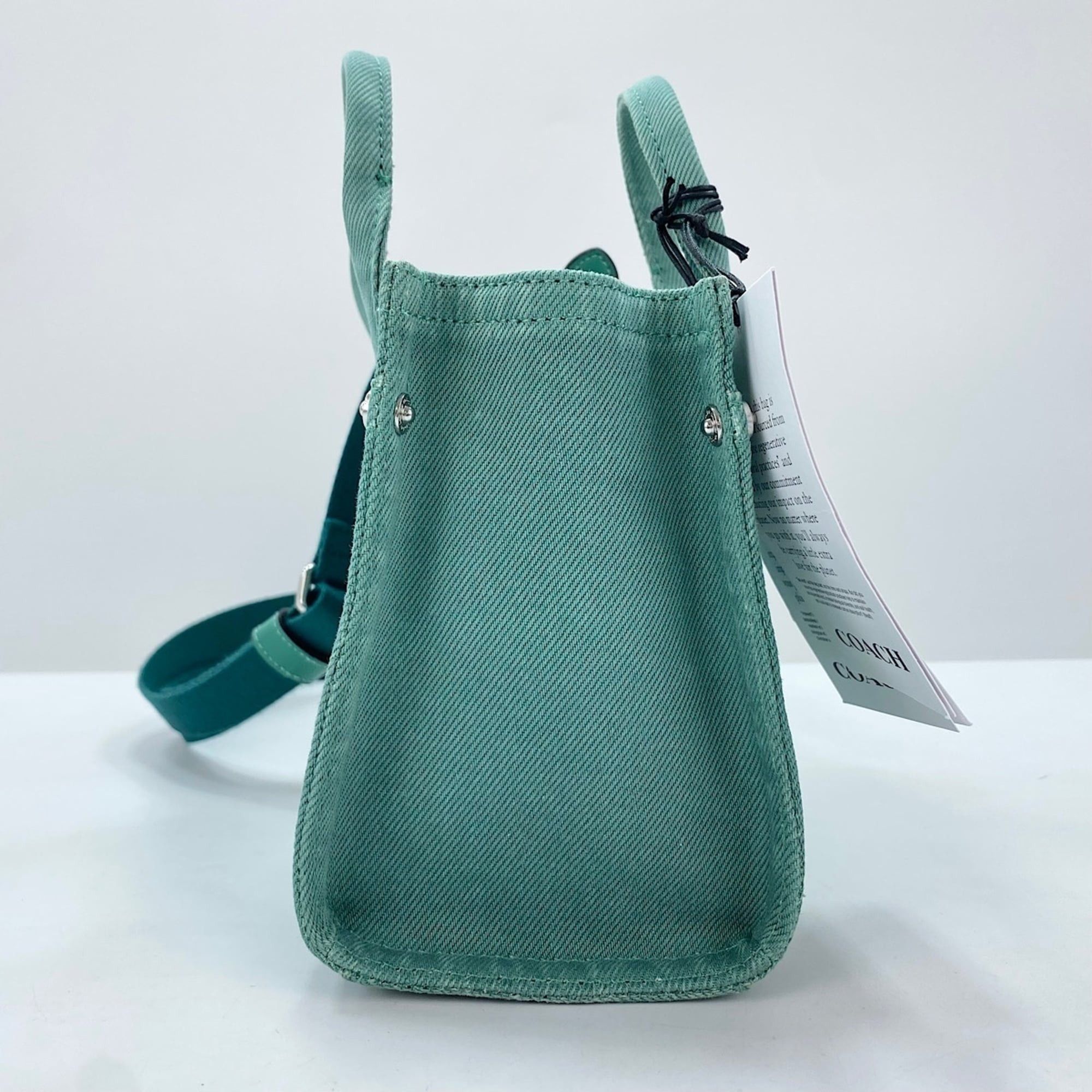 Coach Coach Cargo Tote Bag, 2-Way, Embroidered, Distressed Finish, Denim, Green Size ONE SIZE - 4 Thumbnail