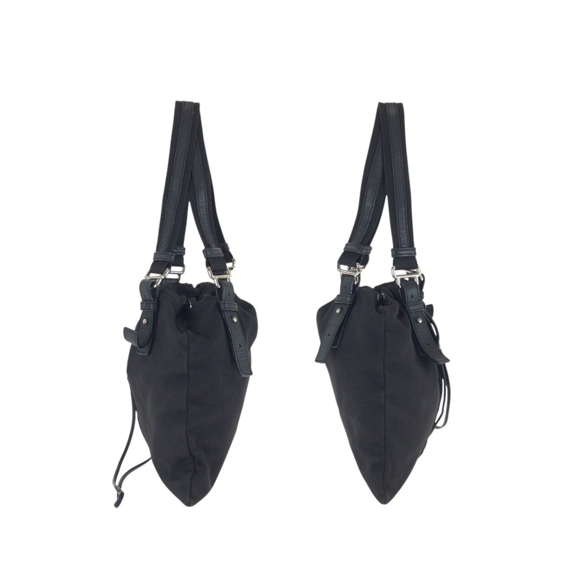 Yves Saint Laurent Yves Saint Laurent Rive Gauche Vintage Kahala YSL Drawstring Bag, Black, Silver Hardware, Canvas & Leather, 123435, Tote Bag/Shoulder Bag for Women Size ONE SIZE - 8 Thumbnail