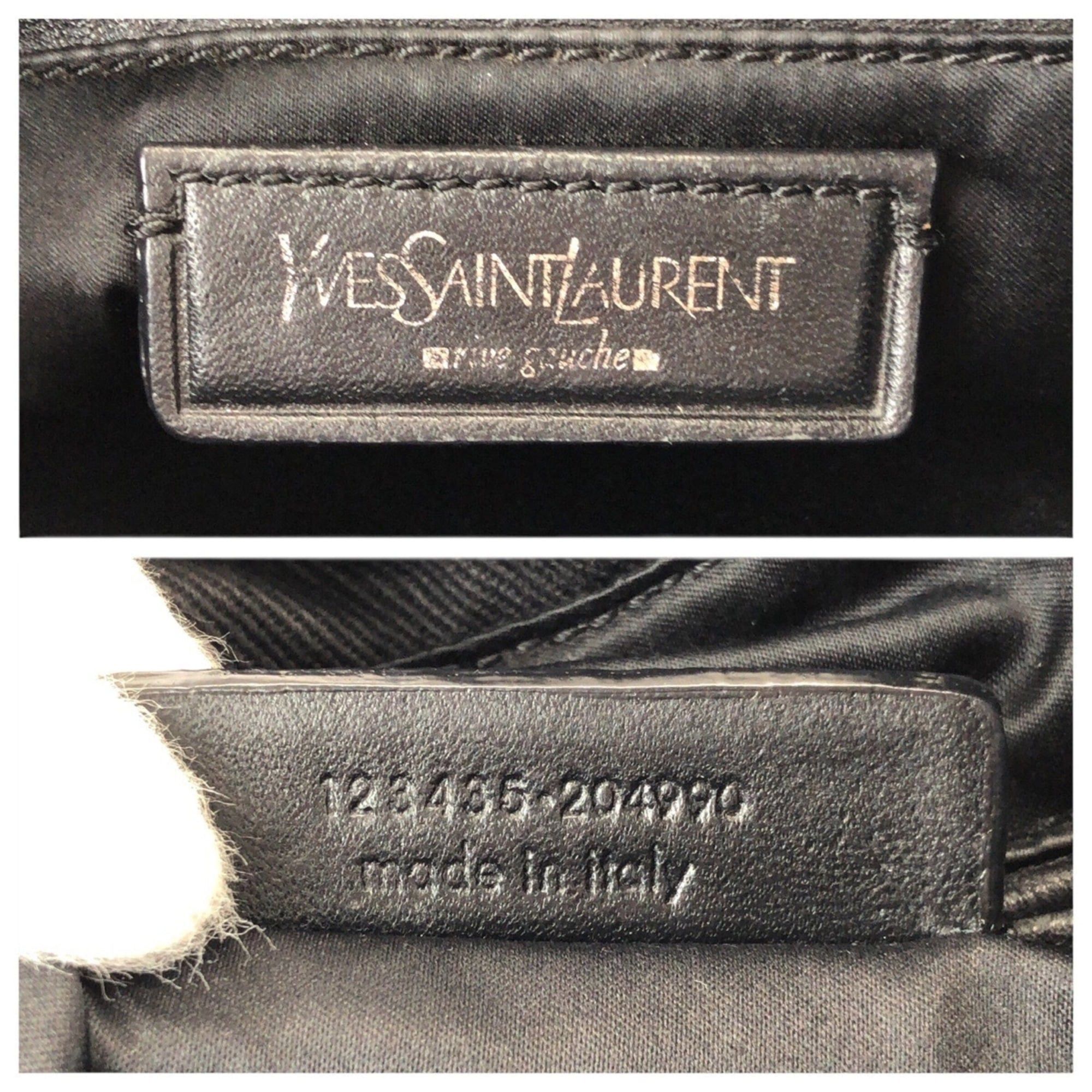 Yves Saint Laurent Yves Saint Laurent Rive Gauche Vintage Kahala YSL Drawstring Bag, Black, Silver Hardware, Canvas & Leather, 123435, Tote Bag/Shoulder Bag for Women Size ONE SIZE - 4 Thumbnail