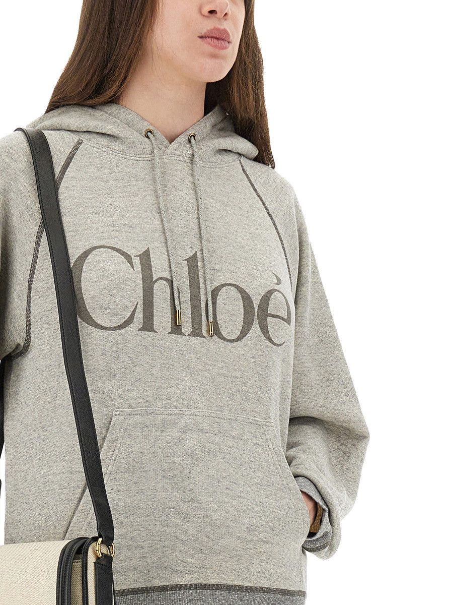 Chloe CHLOÉ OVERSIZED LOGO HOODIE - GREY Size S / US 4 / IT 40 - 4 Thumbnail