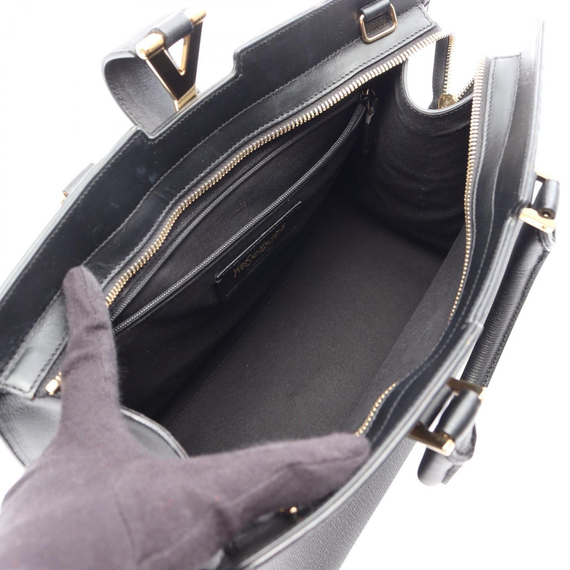 Yves Saint Laurent Yves Saint Laurent Cabas Chic Handbag, Leather, Women's, Black, 400660 Size ONE SIZE - 3 Thumbnail
