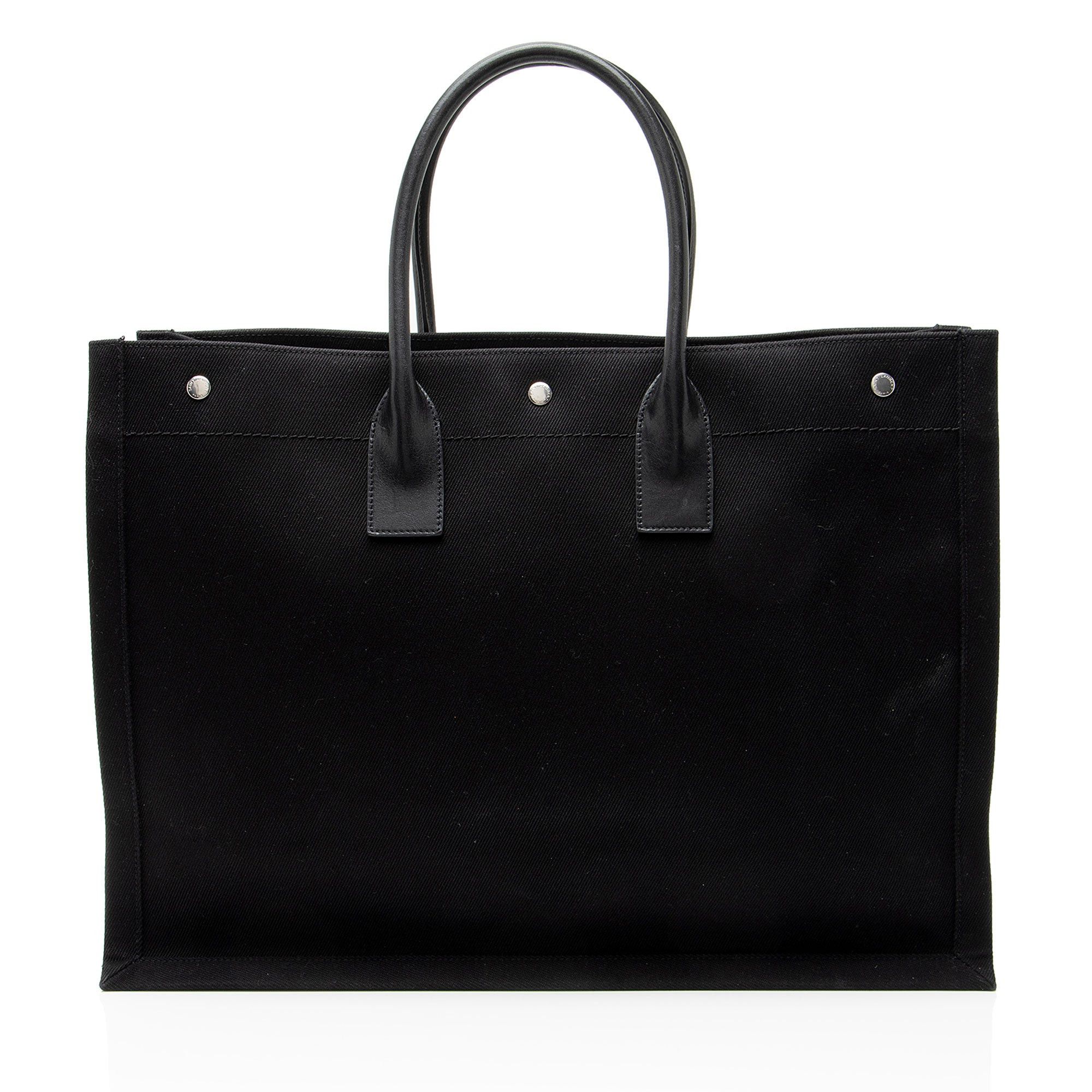 Saint Laurent Paris Saint Laurent Canvas Calfskin Rive Gauche Large Tote Size ONE SIZE - 3 Thumbnail