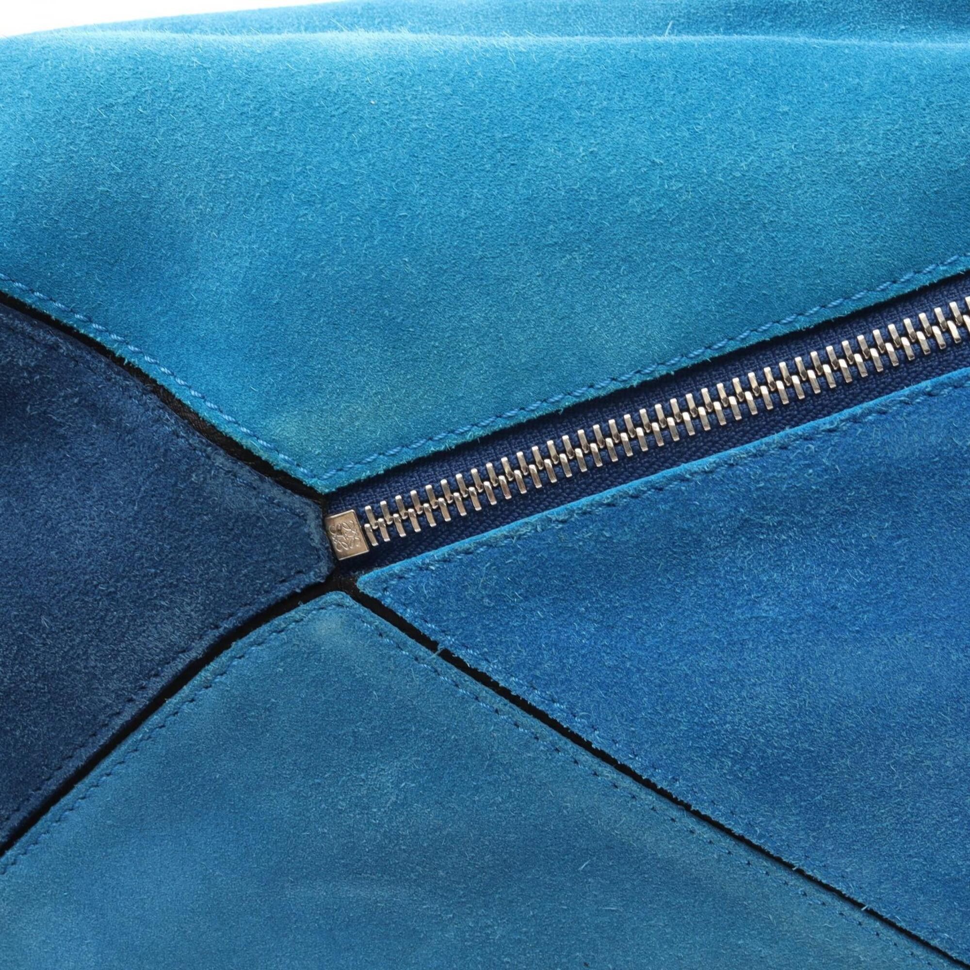 Loewe Loewe Puzzle Bag Medium 2-Way Handbag, Leather Suede, Women's, Blue/Black Size ONE SIZE - 7 Thumbnail