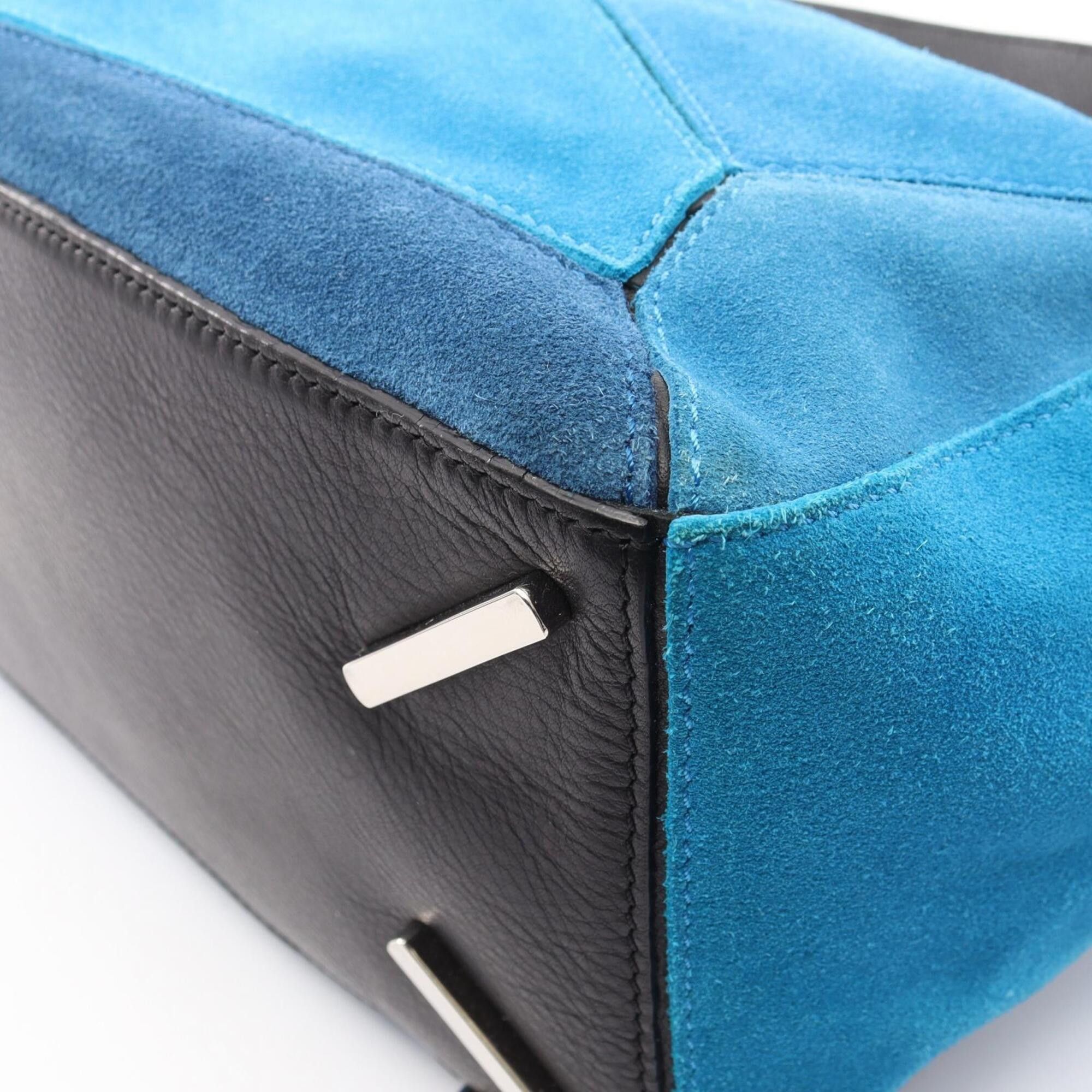 Loewe Loewe Puzzle Bag Medium 2-Way Handbag, Leather Suede, Women's, Blue/Black Size ONE SIZE - 5 Thumbnail