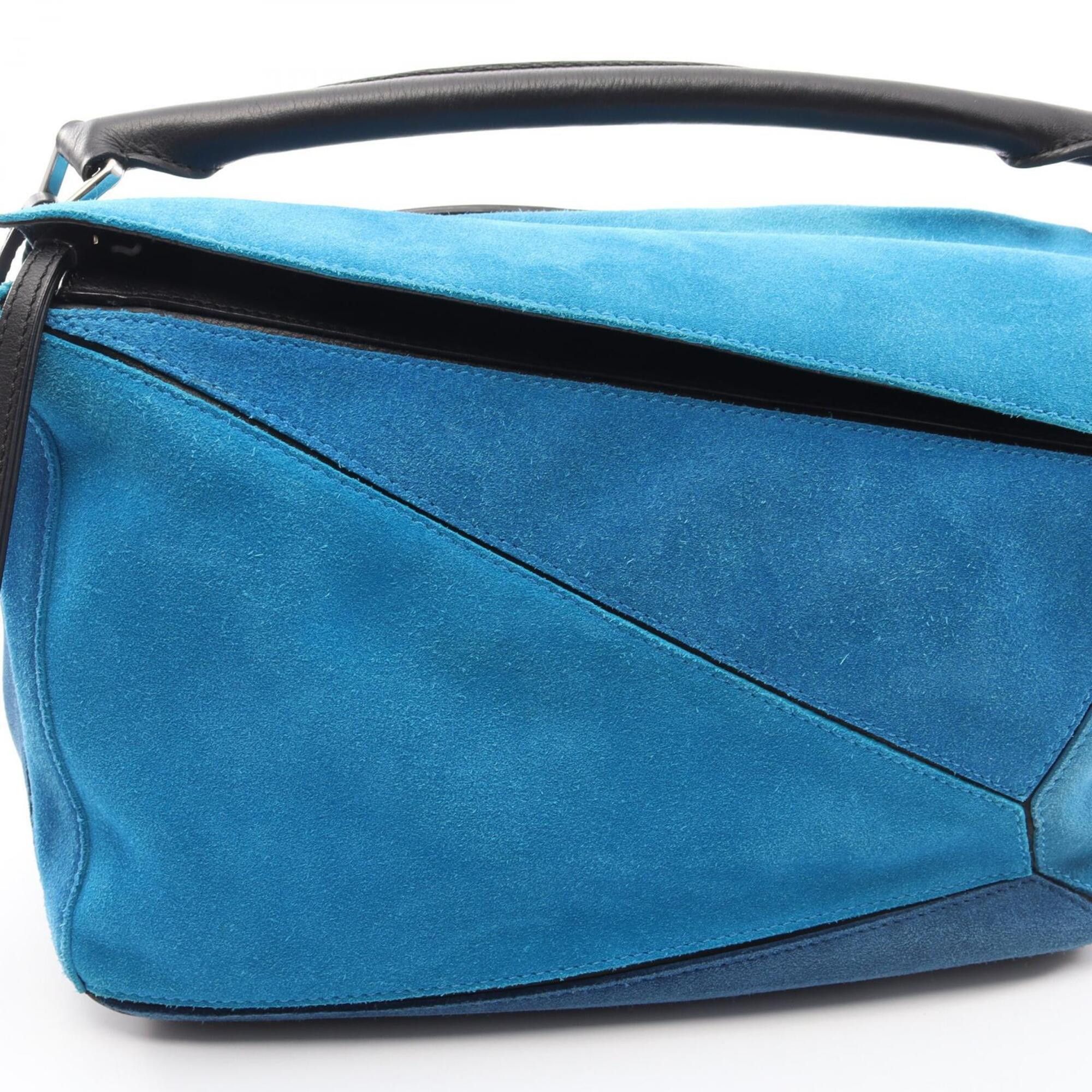 Loewe Loewe Puzzle Bag Medium 2-Way Handbag, Leather Suede, Women's, Blue/Black Size ONE SIZE - 8 Thumbnail
