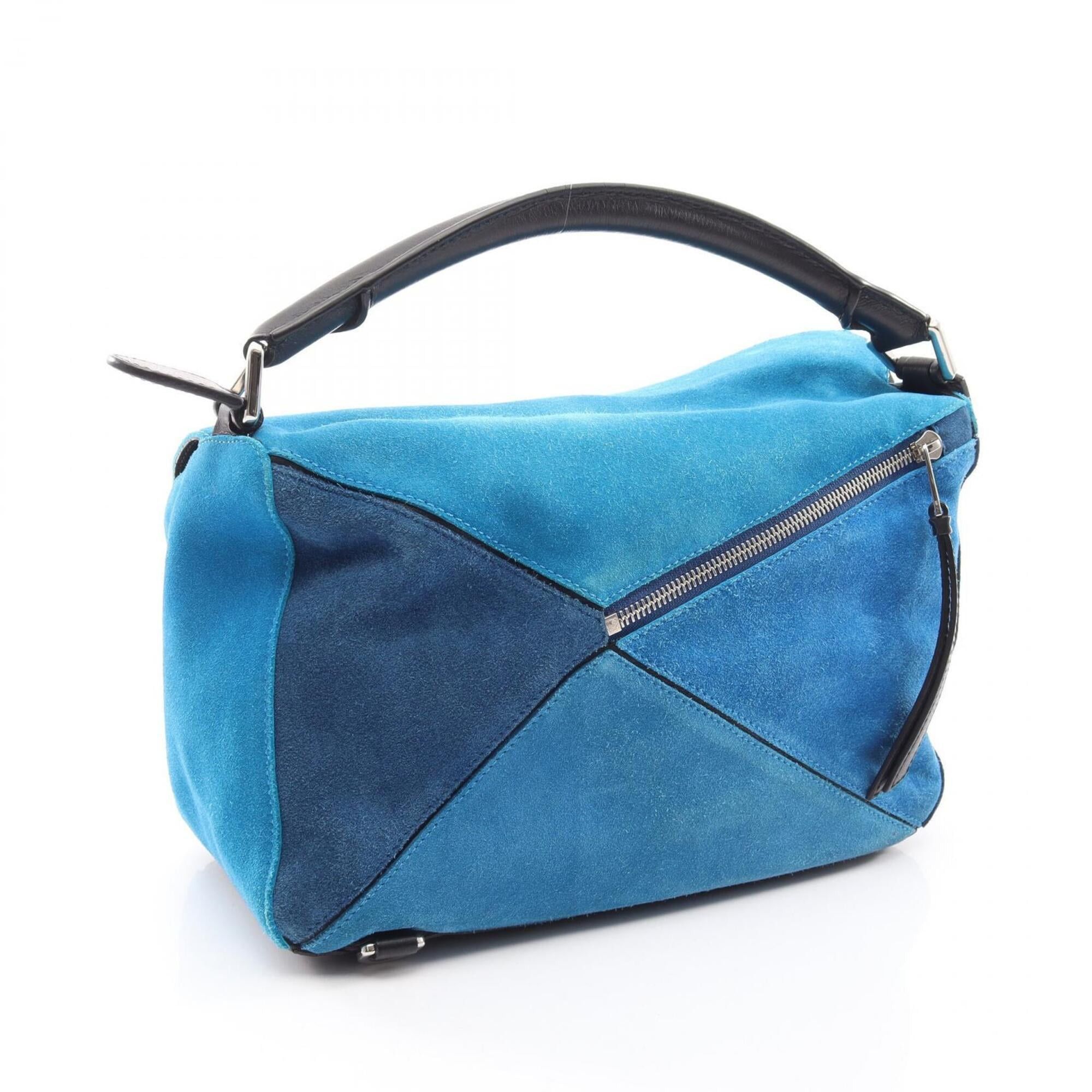 Loewe Loewe Puzzle Bag Medium 2-Way Handbag, Leather Suede, Women's, Blue/Black Size ONE SIZE - 2 Thumbnail