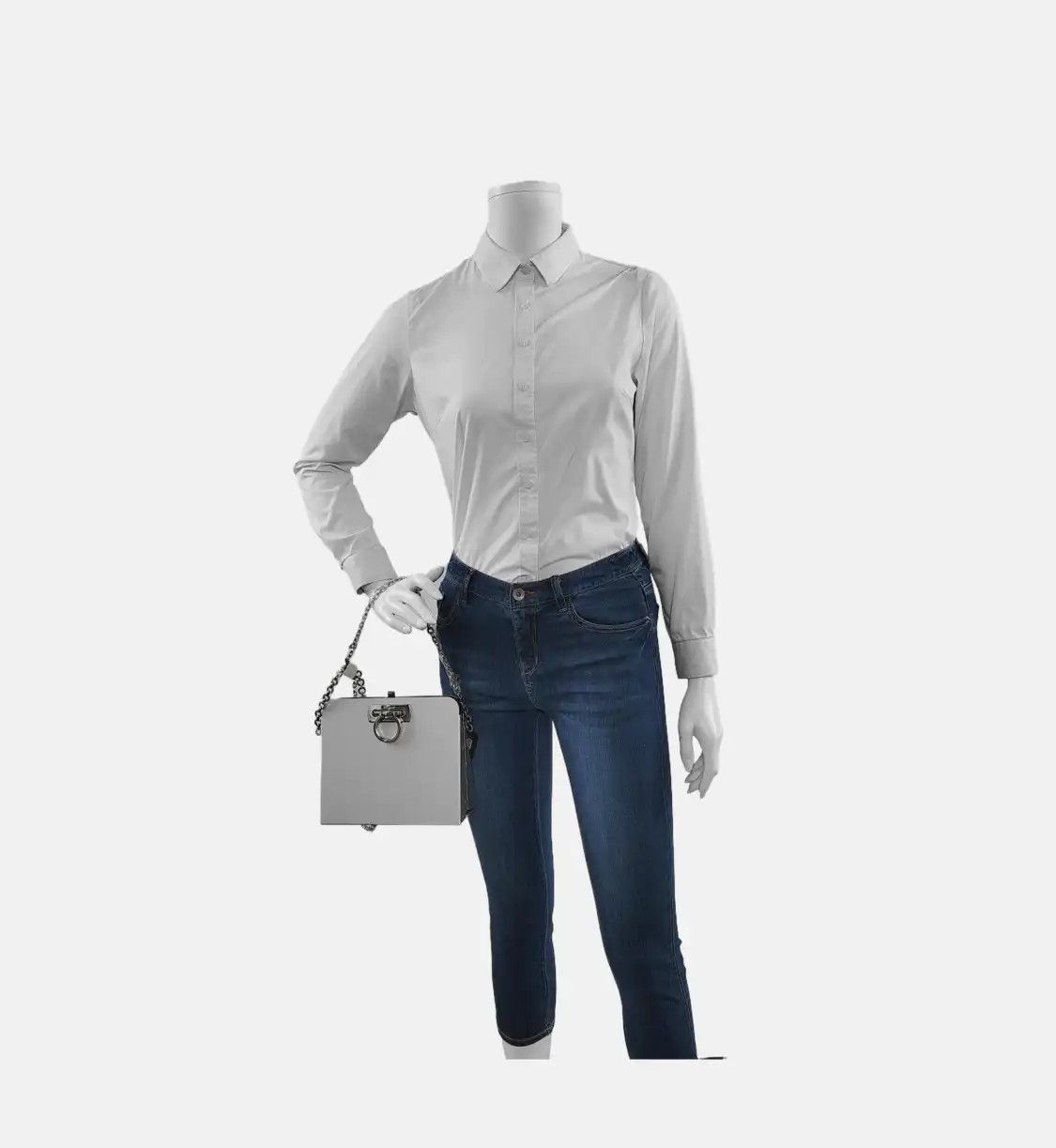 Salvatore Ferragamo Salvatore Ferragamo box bag white metal stud shoulder bag silver hardware Size ONE SIZE - 2 Thumbnail