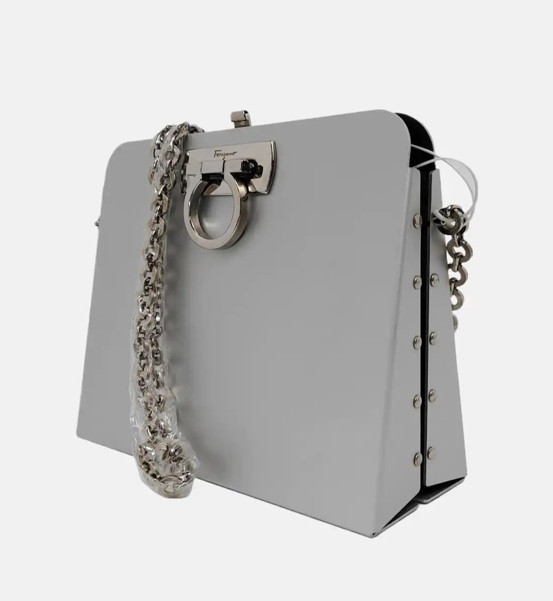 Salvatore Ferragamo Salvatore Ferragamo box bag white metal stud shoulder bag silver hardware Size ONE SIZE - 3 Thumbnail