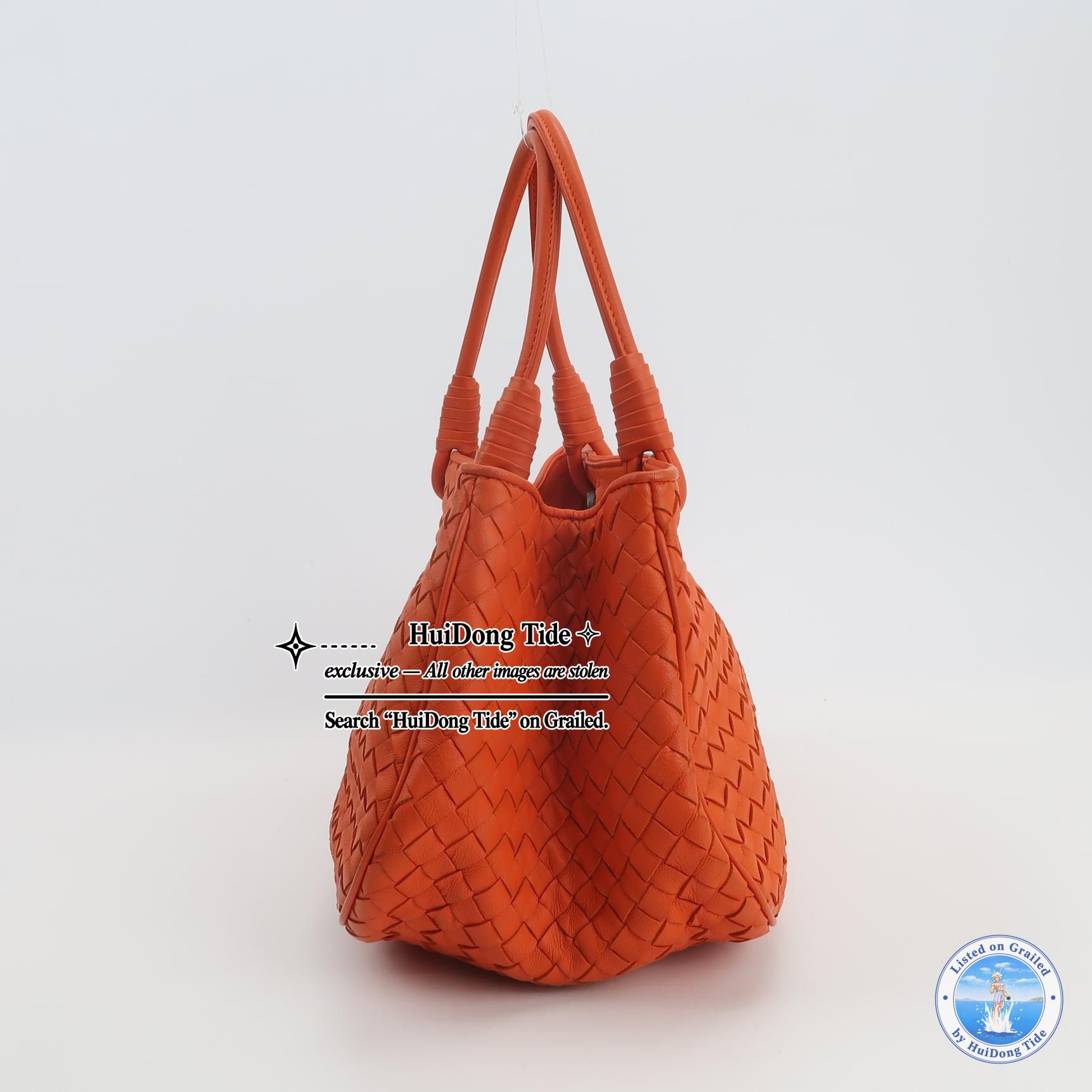 Bottega Veneta Bottega Veneta Orange Intrecciato Leather Handle Bag Size ONE SIZE - 3 Thumbnail