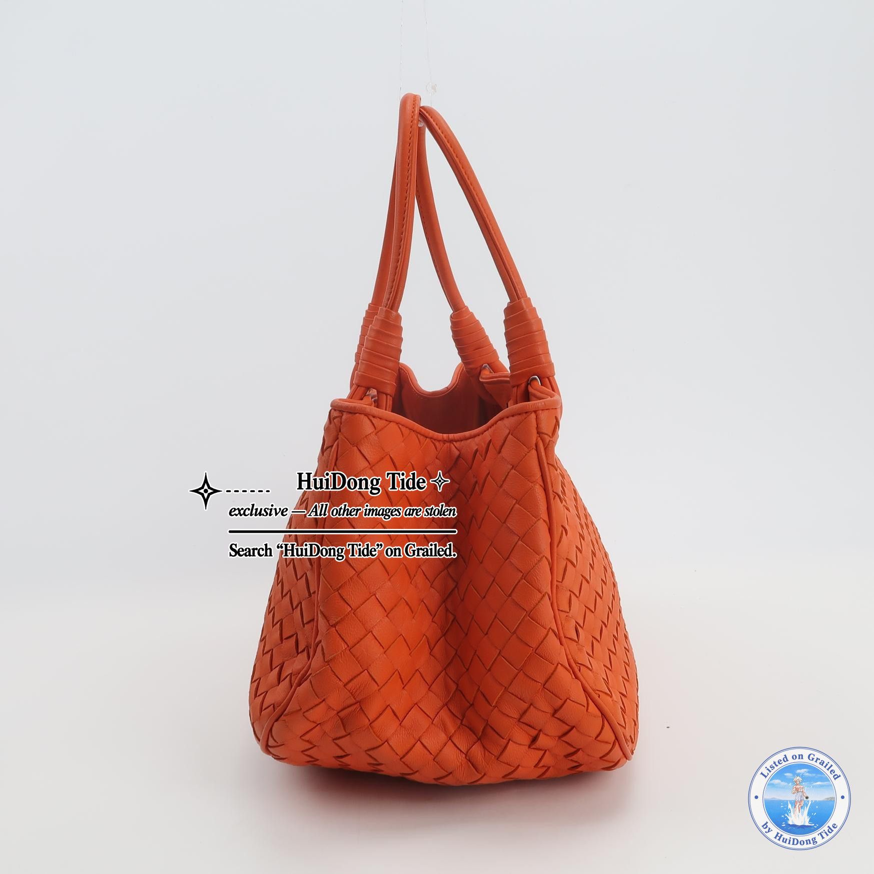 Bottega Veneta Bottega Veneta Orange Intrecciato Leather Handle Bag Size ONE SIZE - 4 Thumbnail