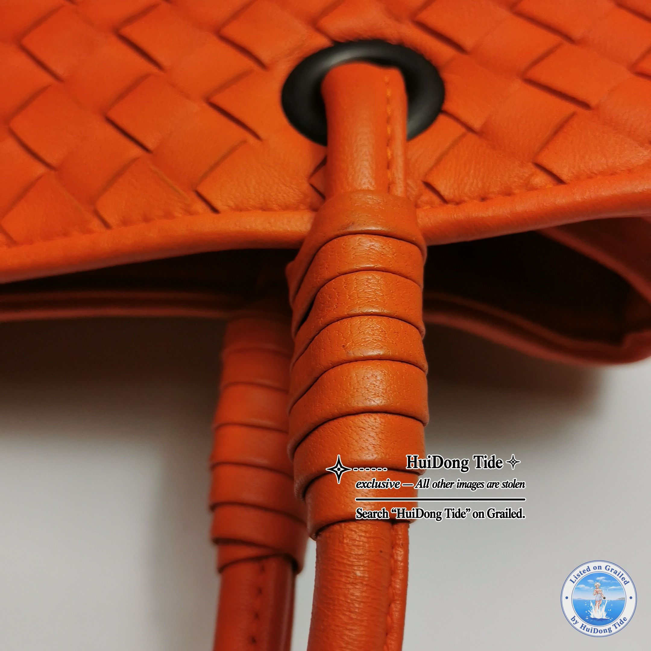 Bottega Veneta Bottega Veneta Orange Intrecciato Leather Handle Bag Size ONE SIZE - 20 Thumbnail