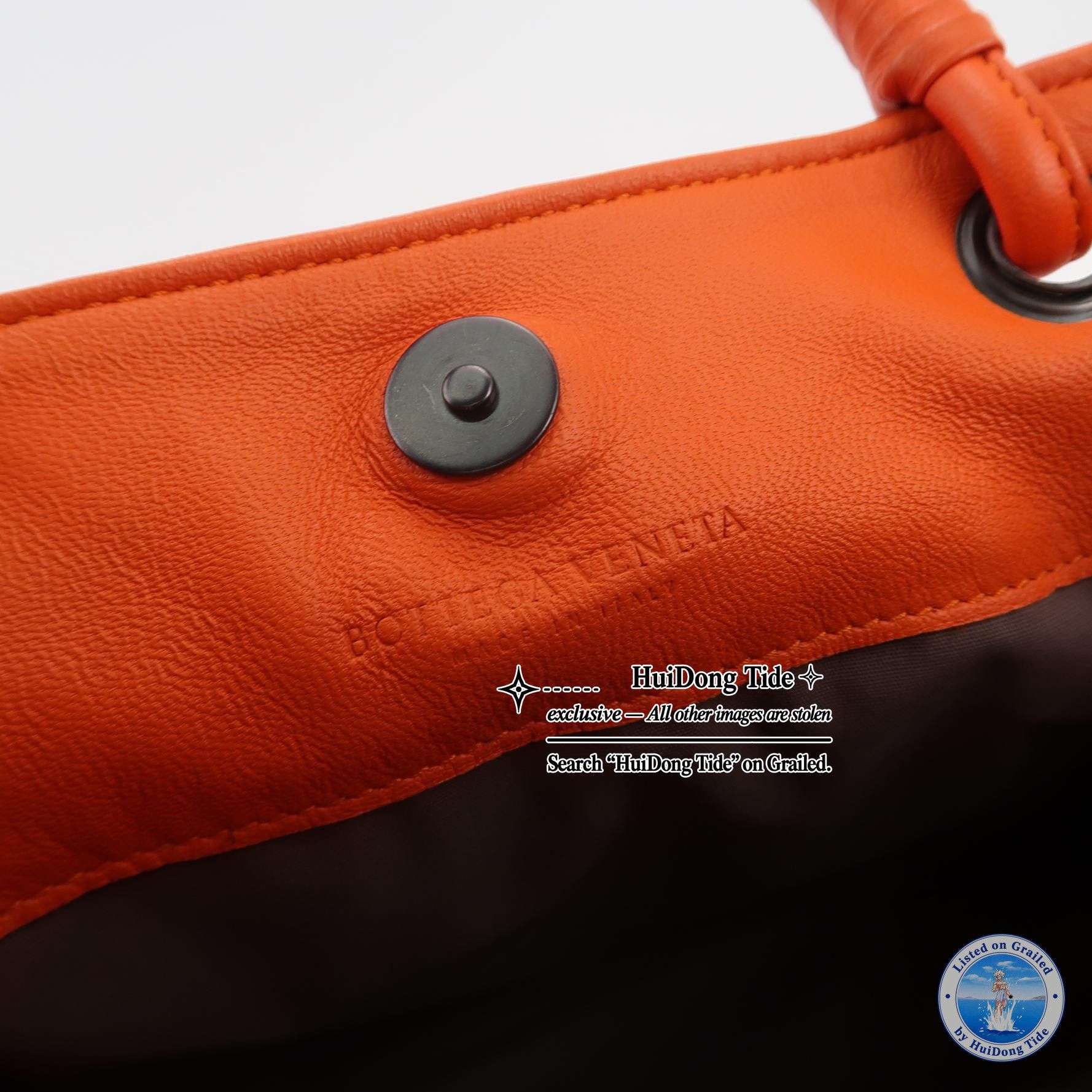 Bottega Veneta Bottega Veneta Orange Intrecciato Leather Handle Bag Size ONE SIZE - 8 Thumbnail