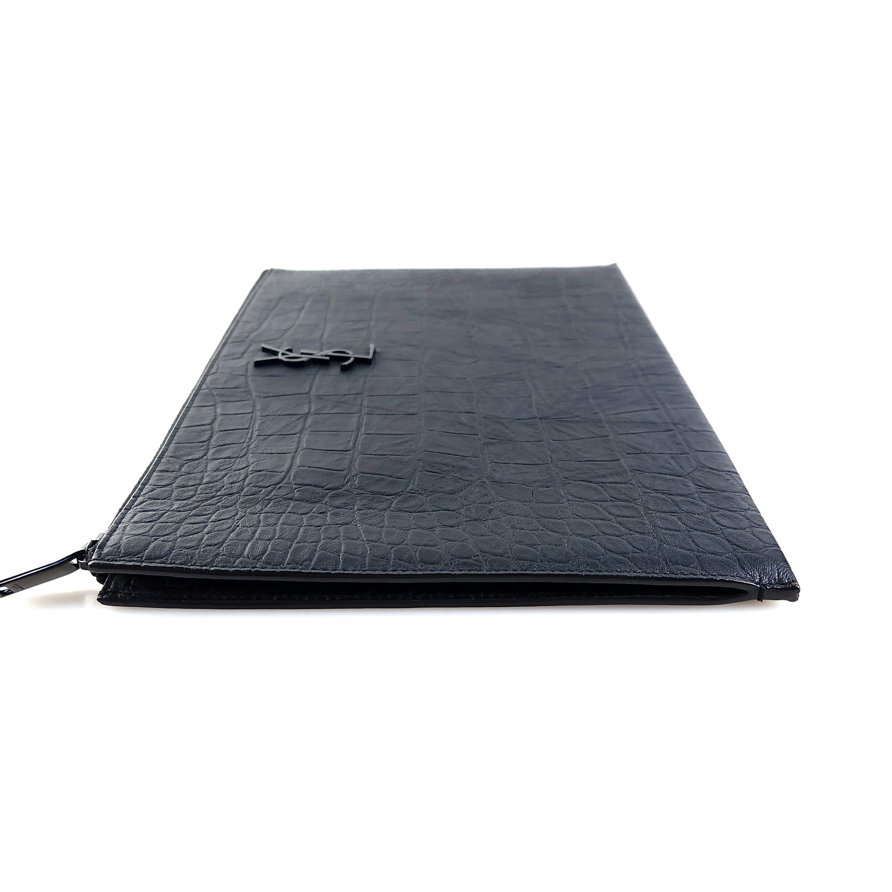 Yves Saint Laurent Crocodile Embossed Leather Cassandra Clutch Bag Size ONE SIZE - 2 Thumbnail