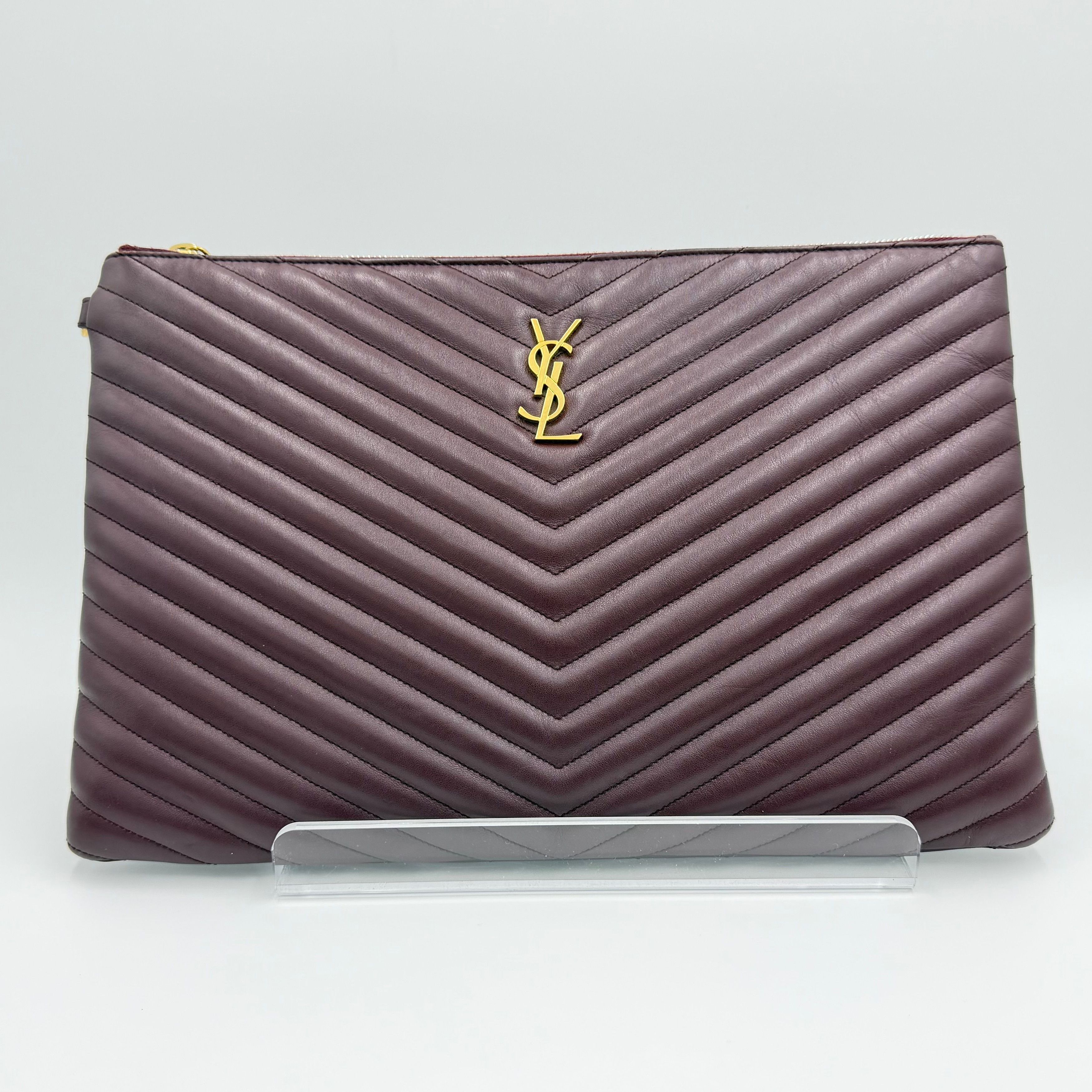 Yves Saint Laurent Monogram Matelassé Large Golden Black Clutch Bag Size ONE SIZE - 3 Thumbnail