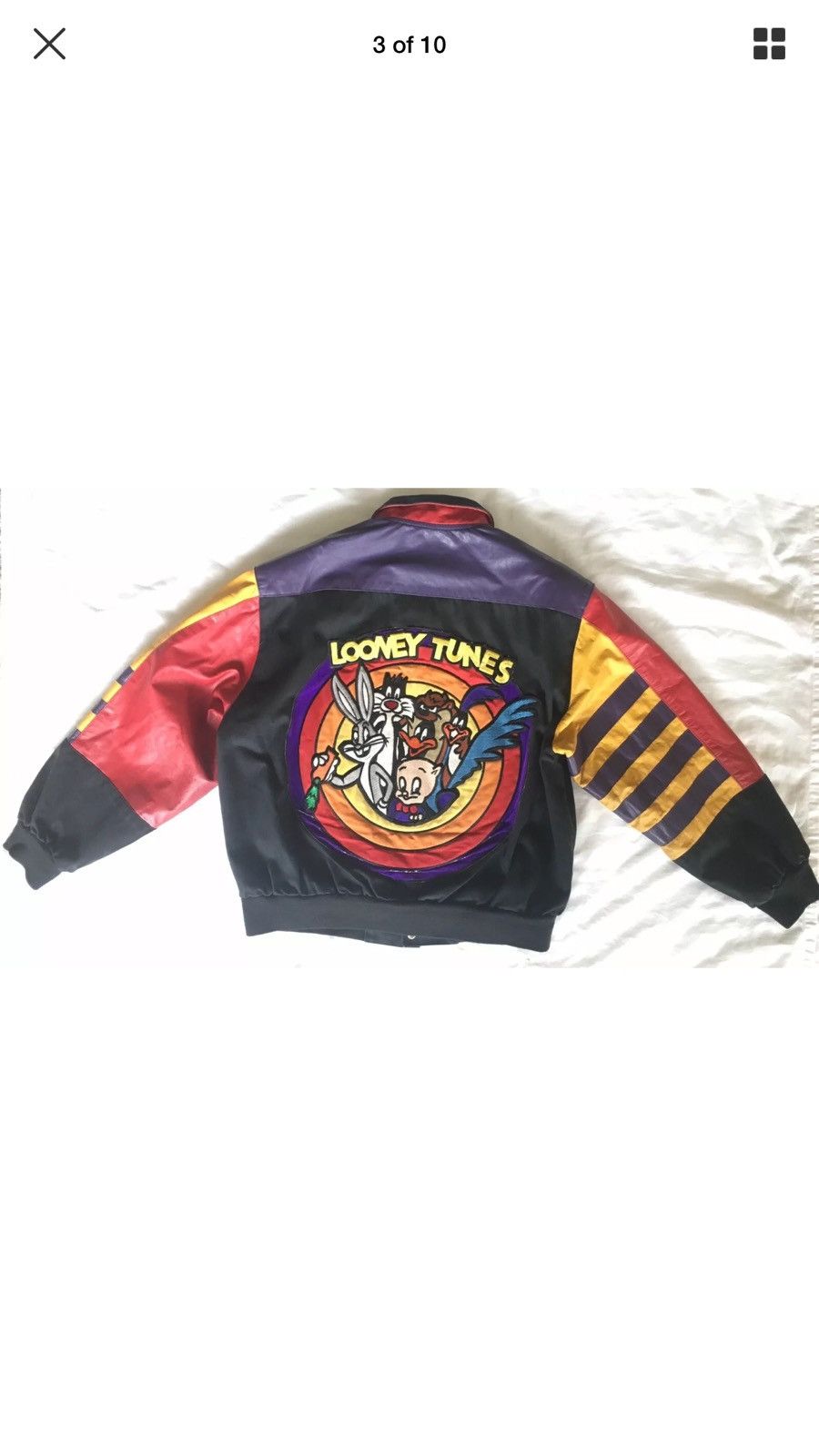 Vintage 90s Jeff Hamilton Looney Tunes Leather Bomber Jacket - on sale XL