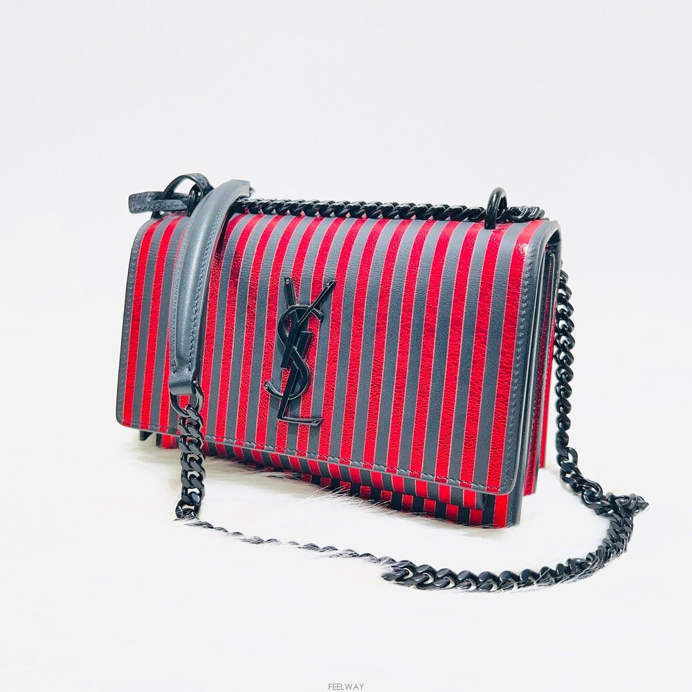 Yves Saint Laurent Sunset Monogram Stripe Metallic Canvas Small Crossbody Bag Size ONE SIZE - 6 Thumbnail