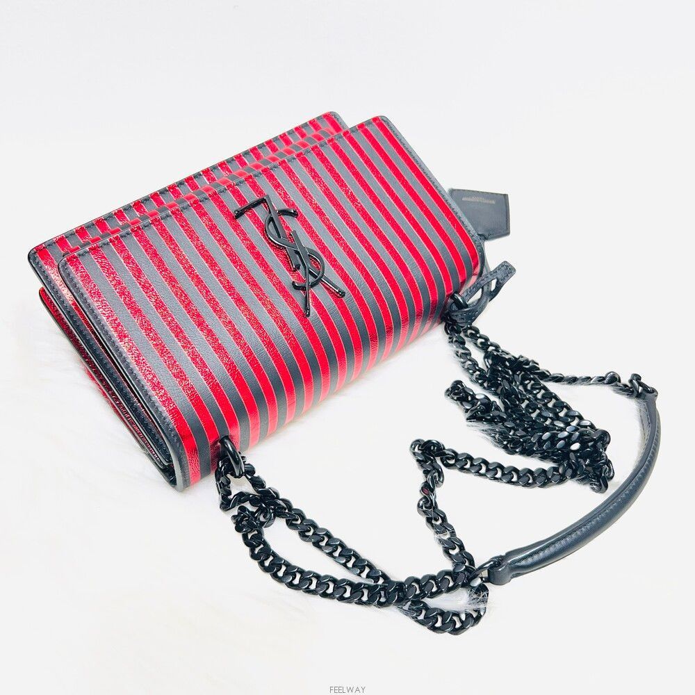 Yves Saint Laurent Sunset Monogram Stripe Metallic Canvas Small Crossbody Bag Size ONE SIZE - 7 Thumbnail