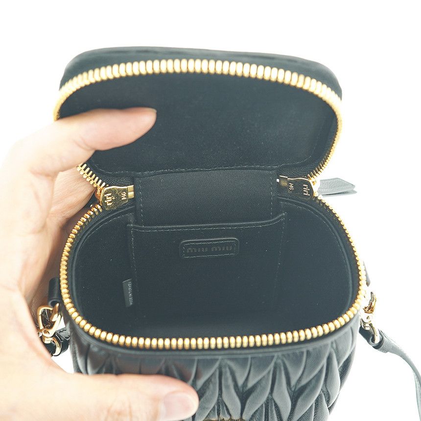 Miu Miu Matelassé Nappa Mini Crossbody Bag Leather Black Size ONE SIZE - 23 Thumbnail