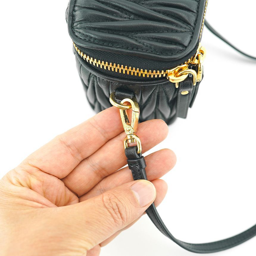Miu Miu Matelassé Nappa Mini Crossbody Bag Leather Black Size ONE SIZE - 7 Thumbnail