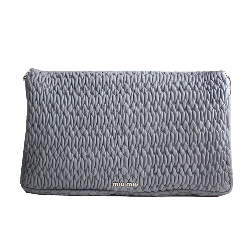 Miu Miu Gray Matelassé Big Clutch Bag Size ONE SIZE - 3 Thumbnail