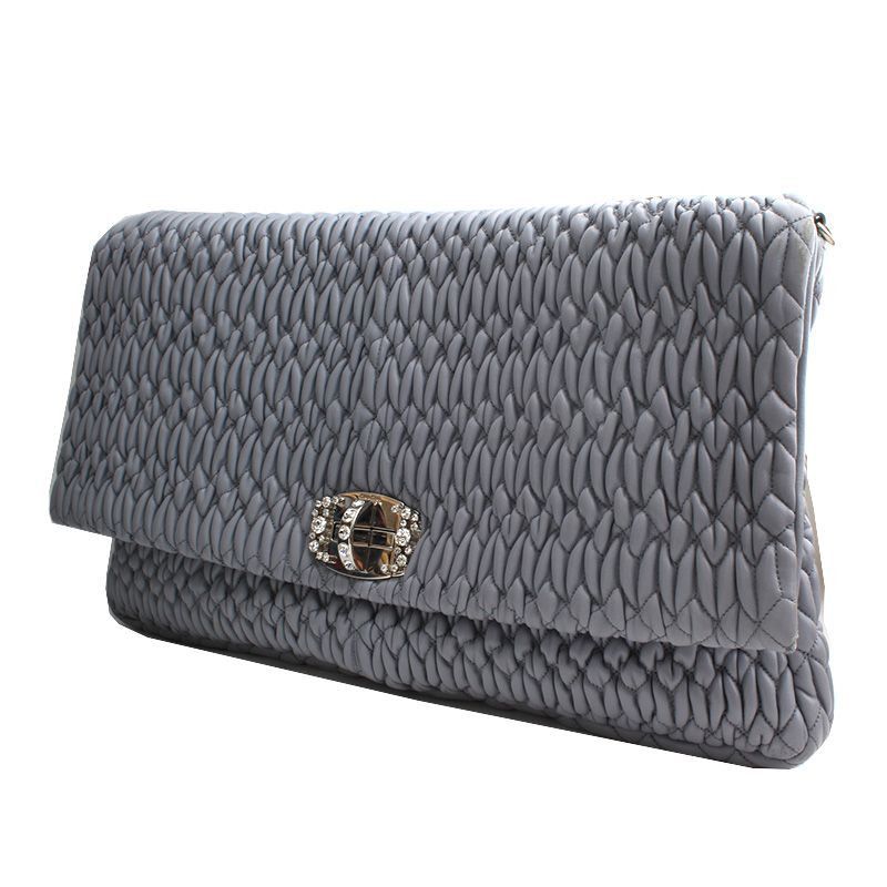 Miu Miu Gray Matelassé Big Clutch Bag Size ONE SIZE - 2 Thumbnail