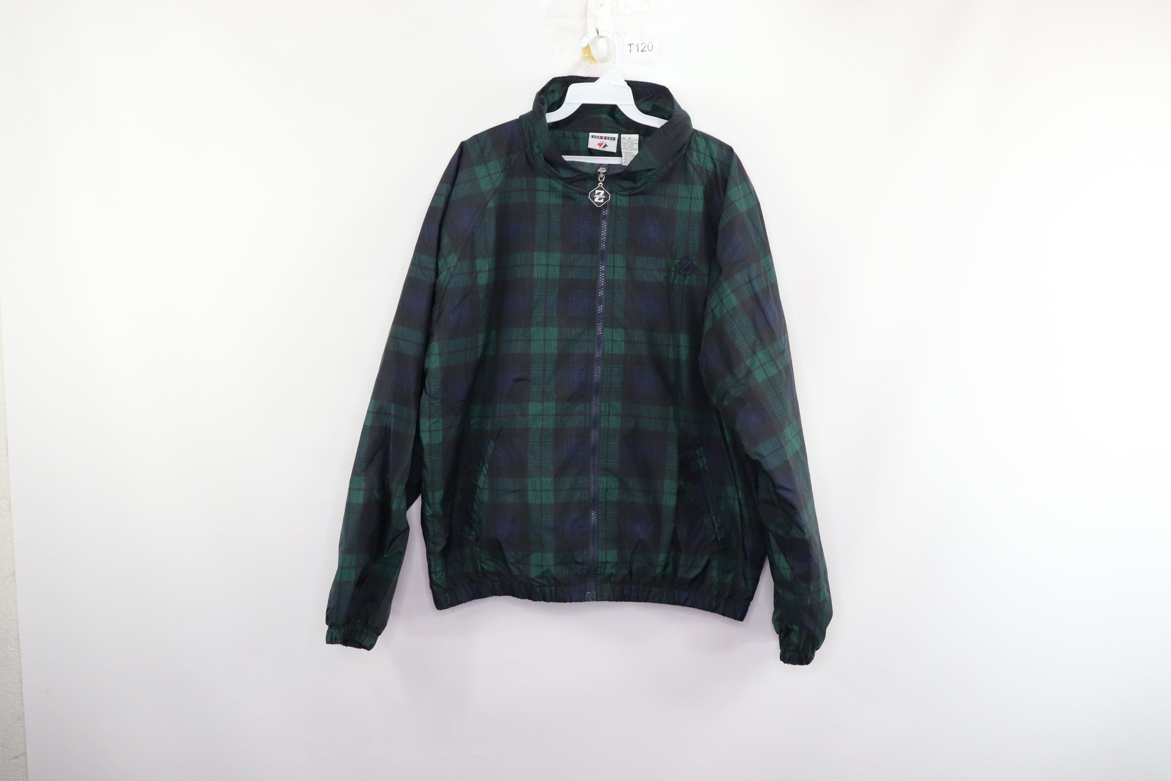 Vintage Vintage 90s Jerzees Mens Medium Full Zip Spell Out Plaid