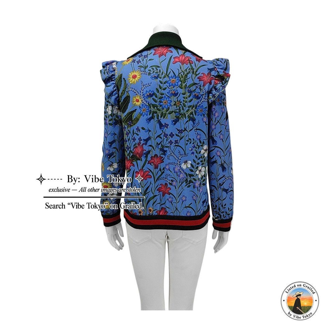 Gucci Floral Satin Guccification Sequined Silk Bomber Jacket  GUCCI Floral Print Zip Up Jacket Size M