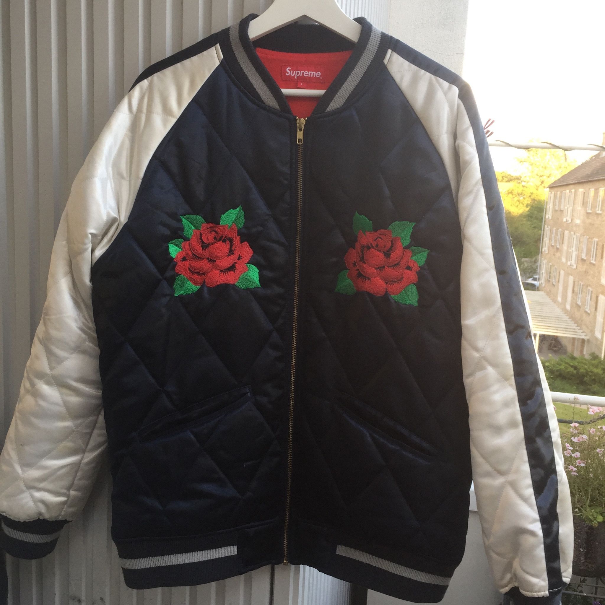 Supreme Satin Quilted Roses Bomber | Grailed