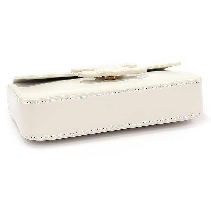 Celine White Shiny Calfskin Triomphe Gold Chain Shoulder Bag Size ONE SIZE - 5 Thumbnail
