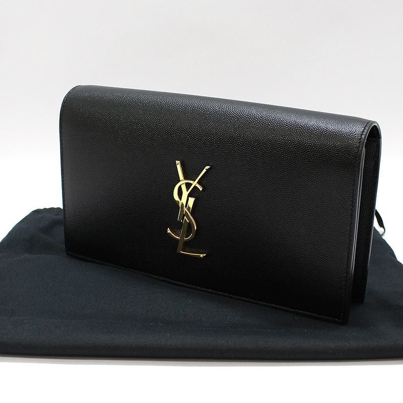Yves Saint Laurent Black Caviar Gold Monogram Clutch Size ONE SIZE - 2 Thumbnail