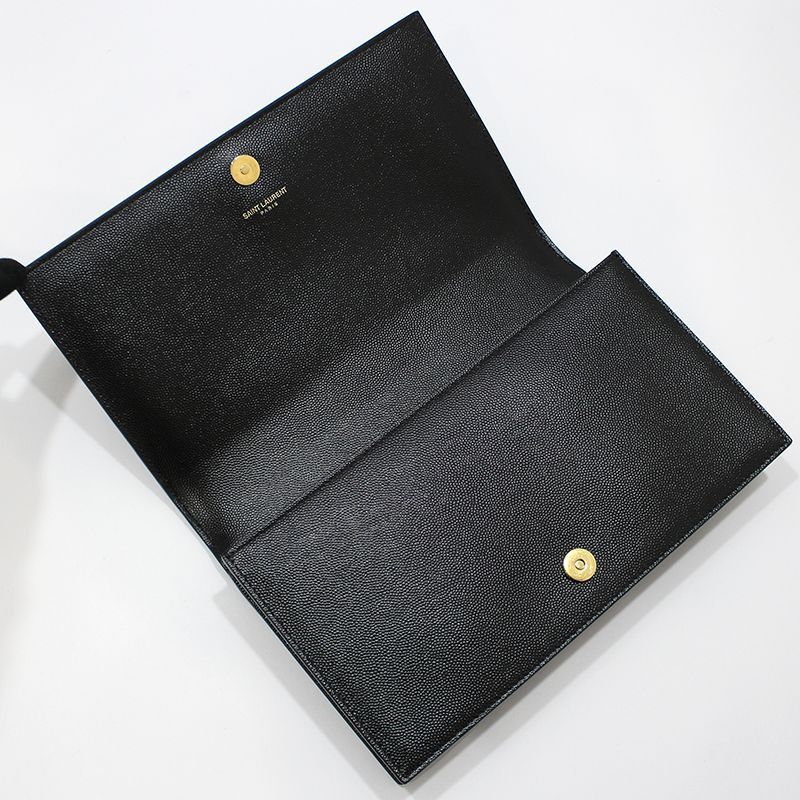 Yves Saint Laurent Black Caviar Gold Monogram Clutch Size ONE SIZE - 7 Thumbnail
