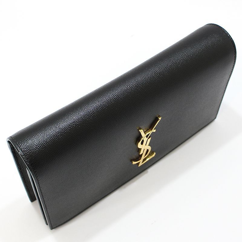 Yves Saint Laurent Black Caviar Gold Monogram Clutch Size ONE SIZE - 6 Thumbnail