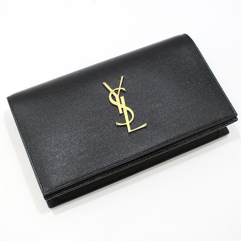 Yves Saint Laurent Black Caviar Gold Monogram Clutch Size ONE SIZE - 3 Thumbnail