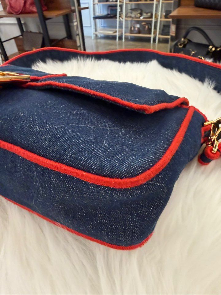 Fendi Baguette Bag Denim Large Size ONE SIZE - 10 Thumbnail