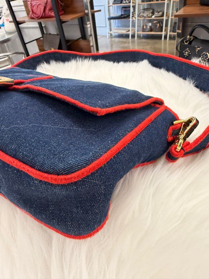 Fendi Baguette Bag Denim Large Size ONE SIZE - 9 Thumbnail