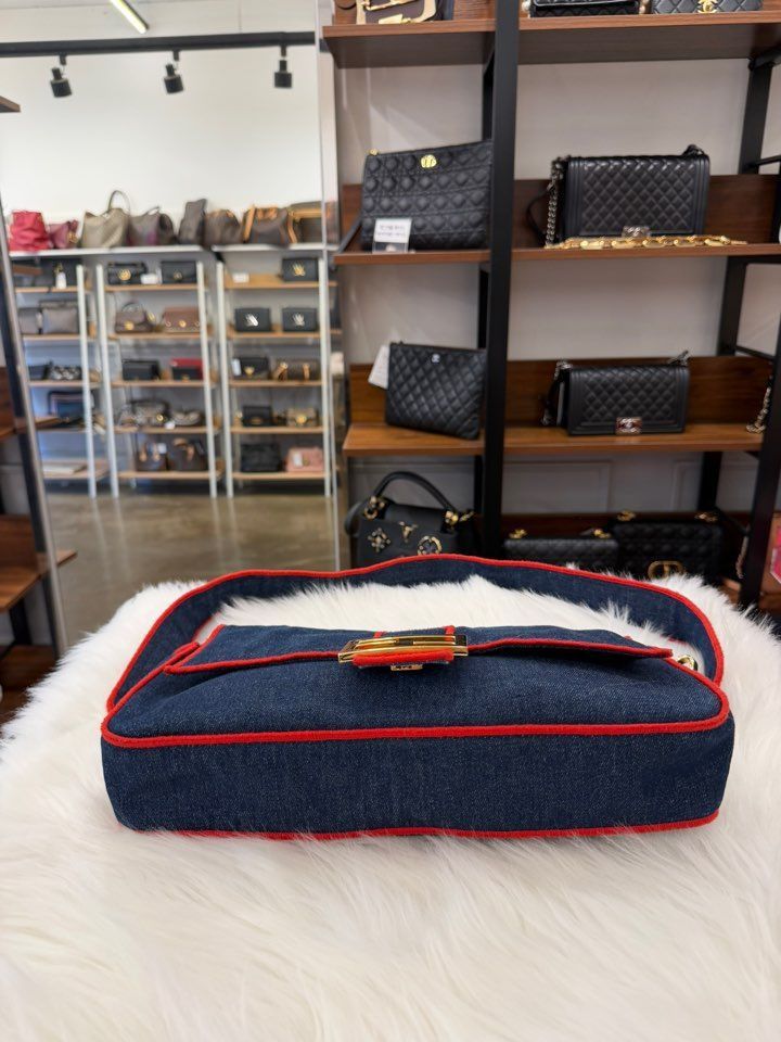 Fendi Baguette Bag Denim Large Size ONE SIZE - 7 Thumbnail