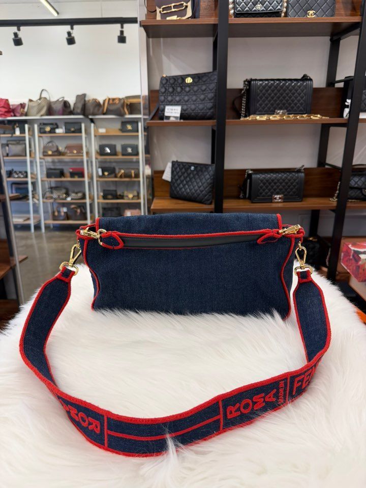 Fendi Baguette Bag Denim Large Size ONE SIZE - 3 Thumbnail