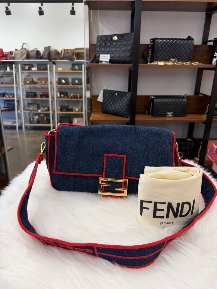 Fendi Baguette Bag Denim Large Size ONE SIZE - 2 Thumbnail