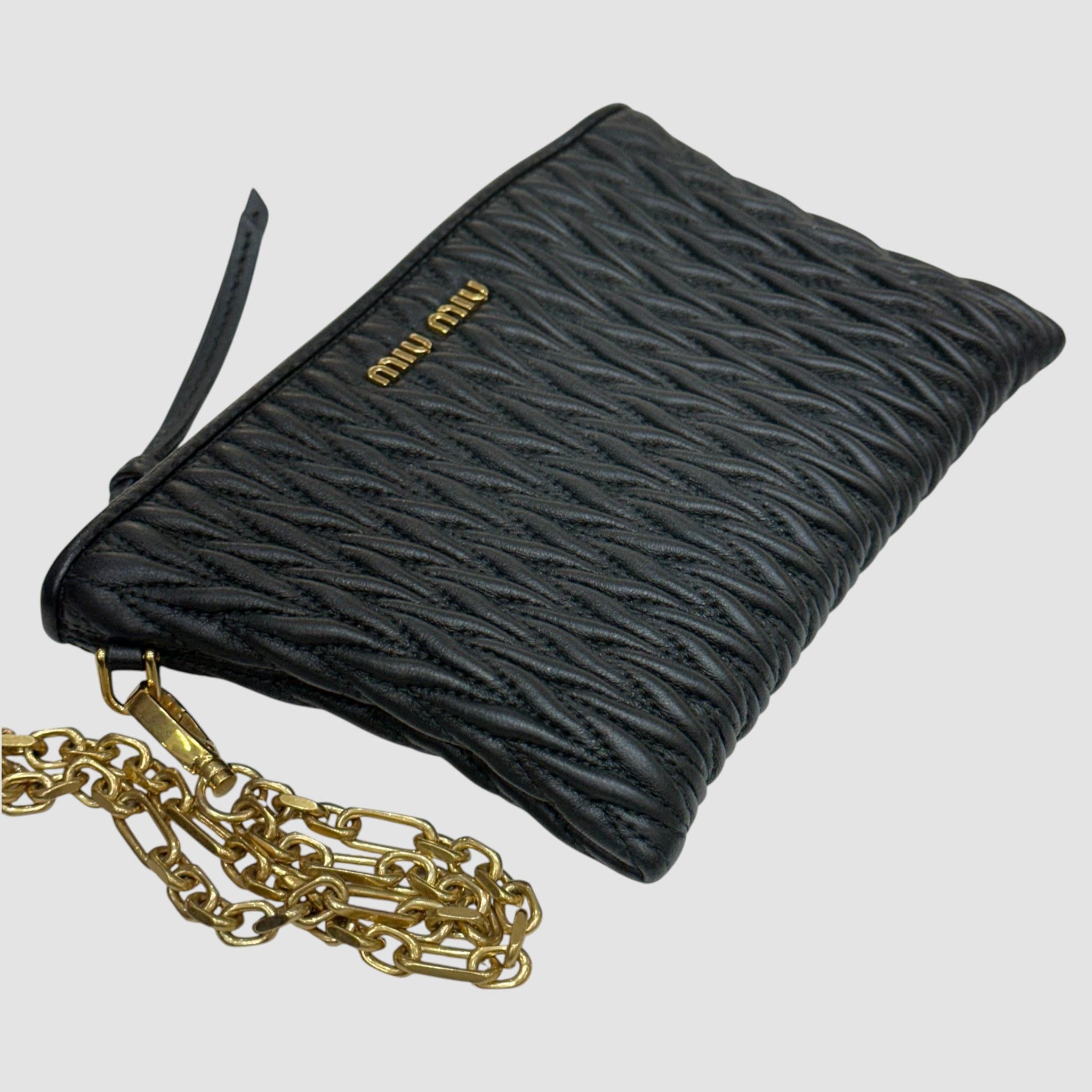 Miu Miu Matreasse Nappa Leather Pouch Black Size ONE SIZE - 4 Thumbnail