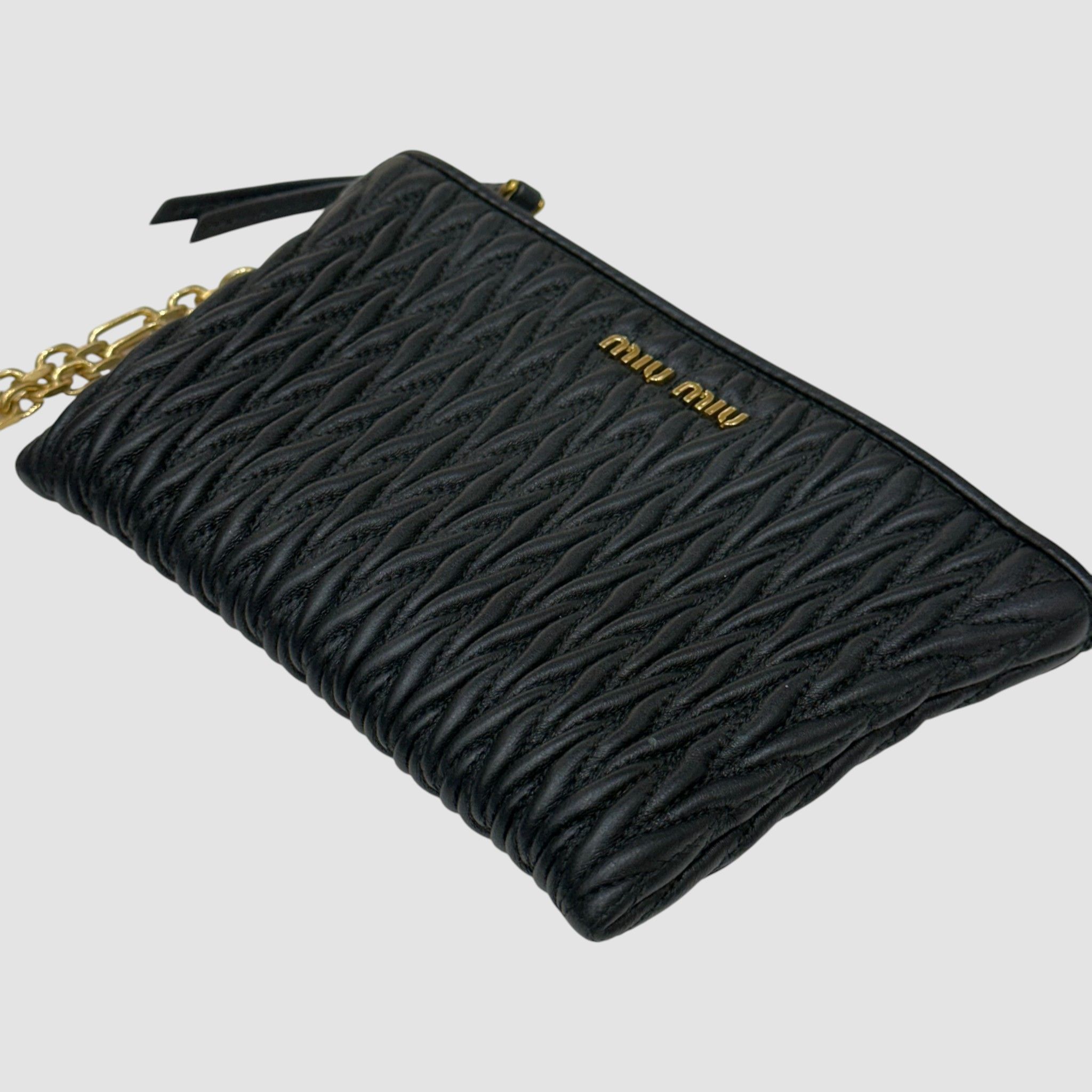 Miu Miu Matreasse Nappa Leather Pouch Black Size ONE SIZE - 3 Thumbnail